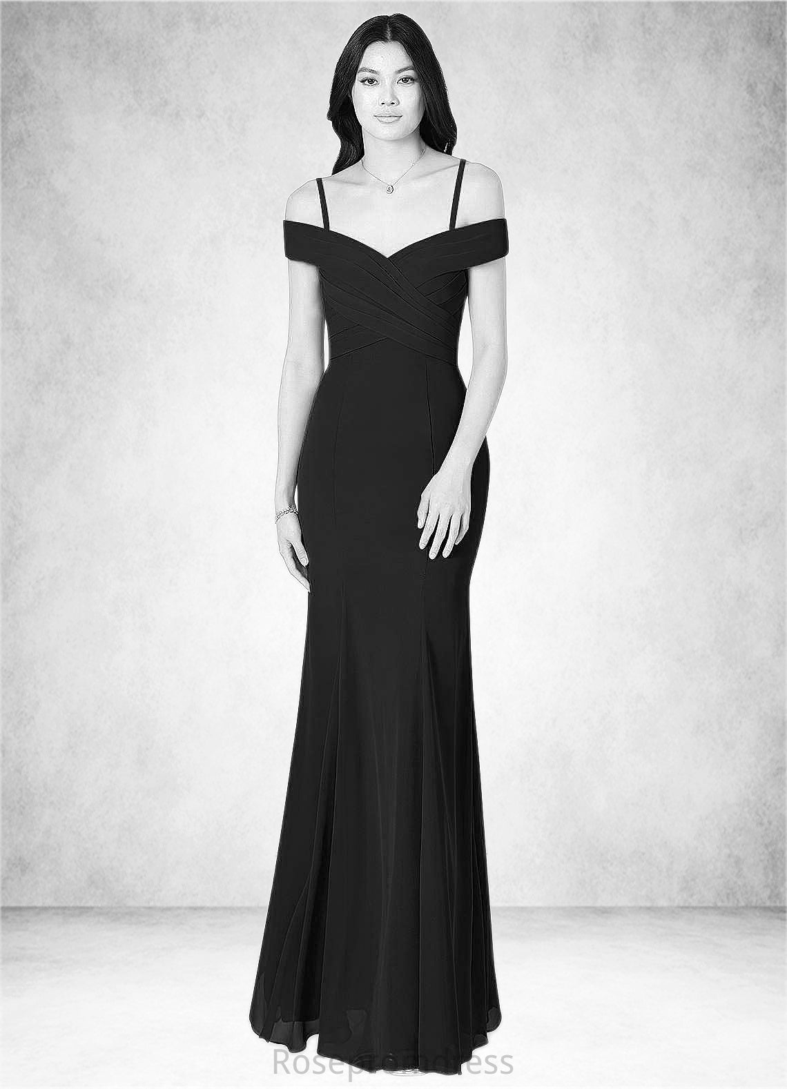 Annabella Empire Off the Shoulder Chiffon Floor-Length Dress SRSP0019632