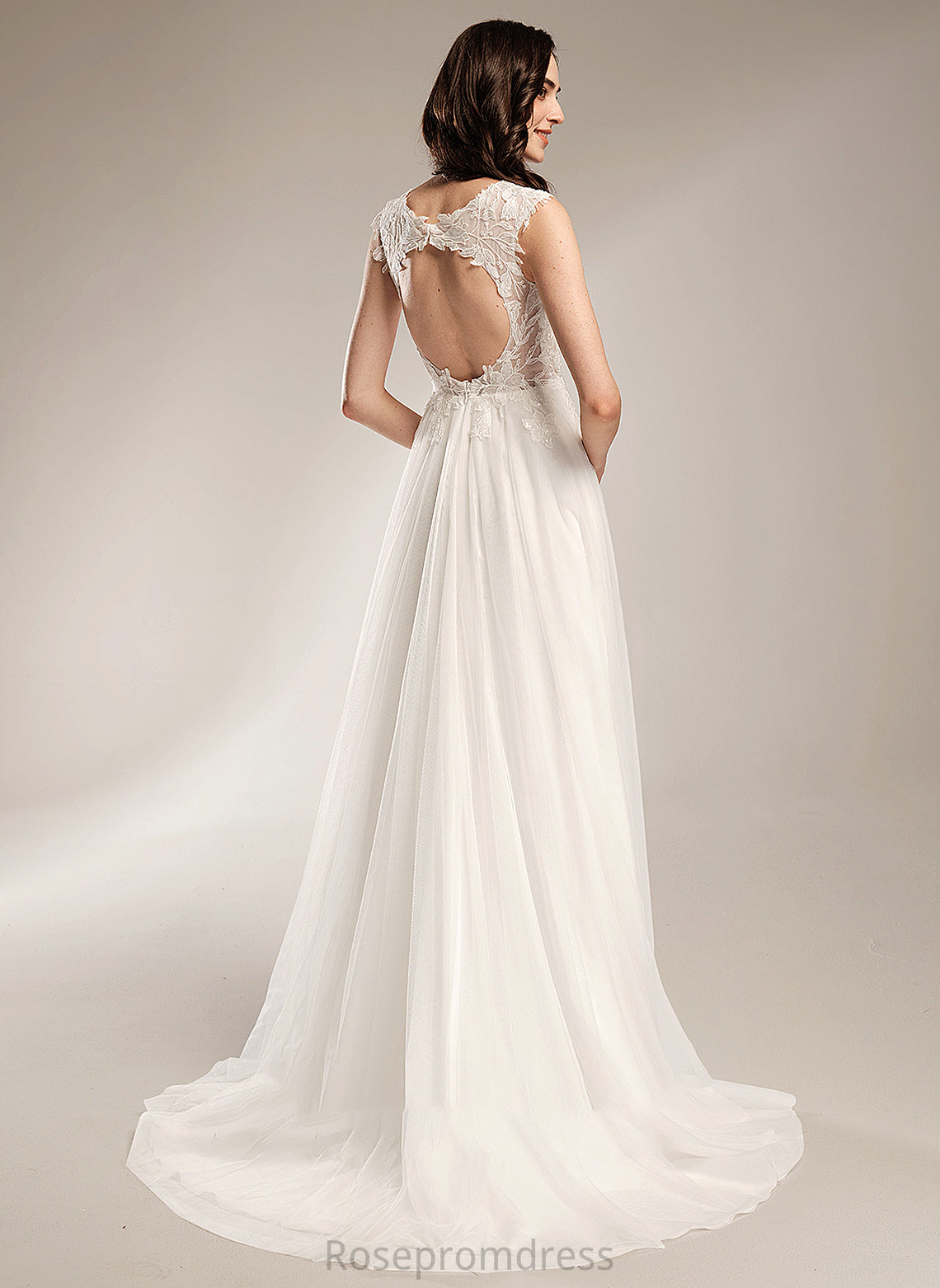 Court Wedding A-Line Sequins V-neck Wedding Dresses Dress Train With Cecilia