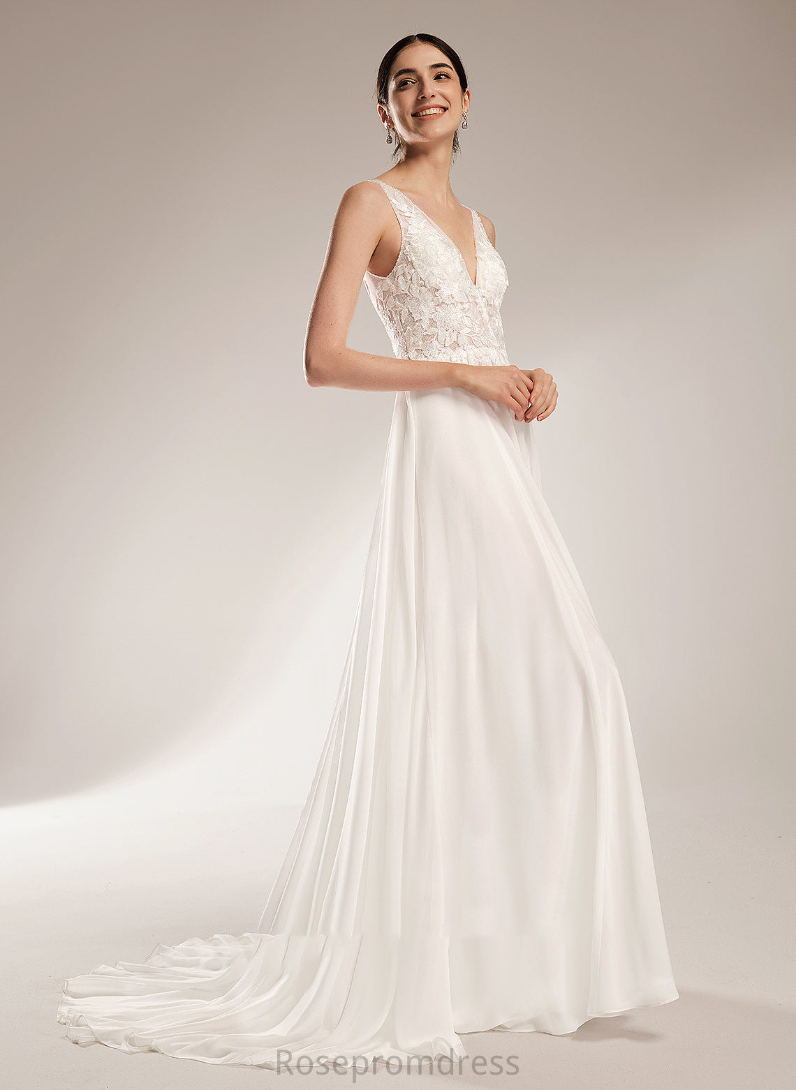 Guadalupe With V-neck Beading Sequins Court Train Dress A-Line Wedding Dresses Wedding
