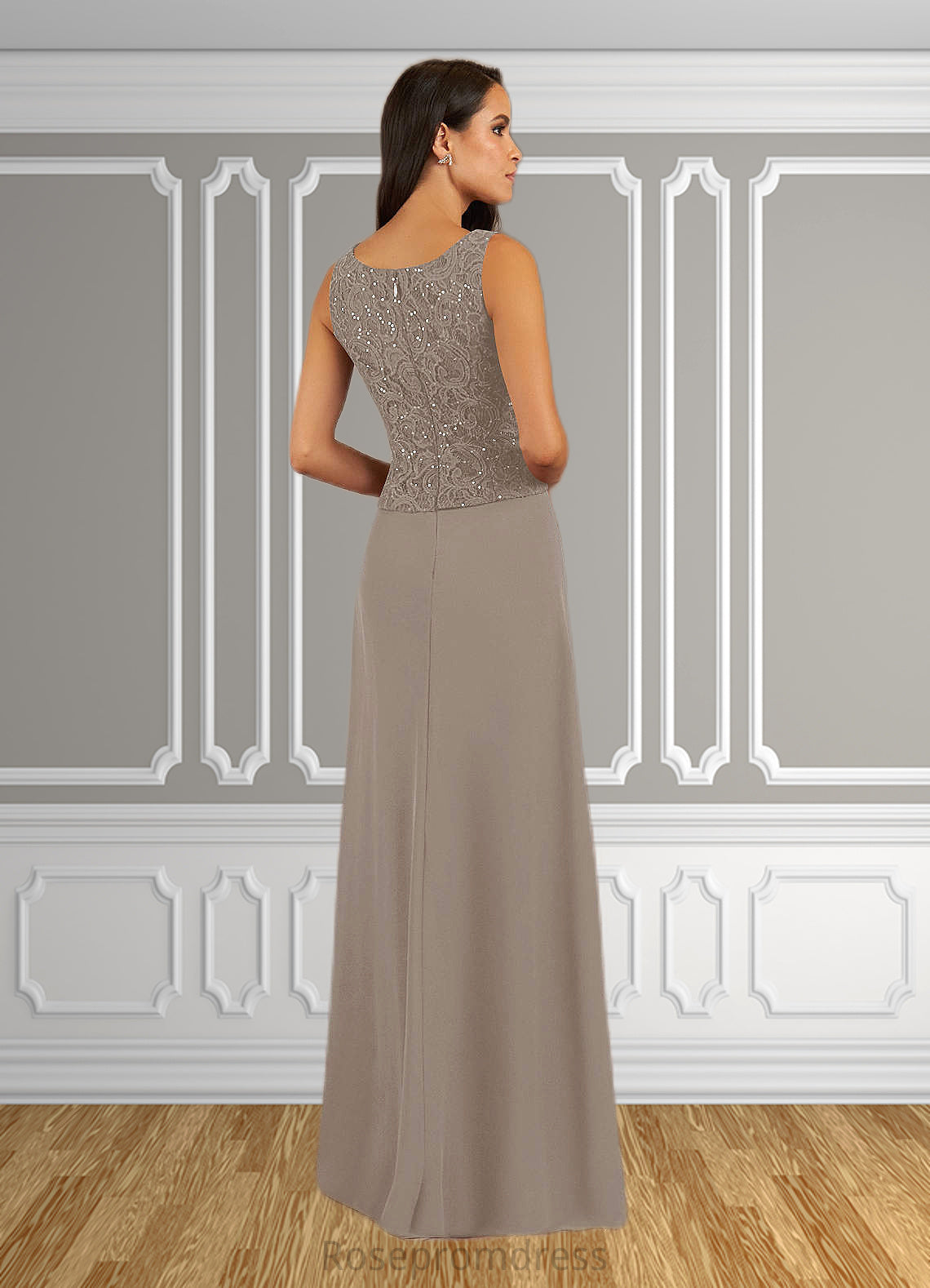 Rhianna Sheath Sequins Lace Floor-Length Dress SRSP0019861