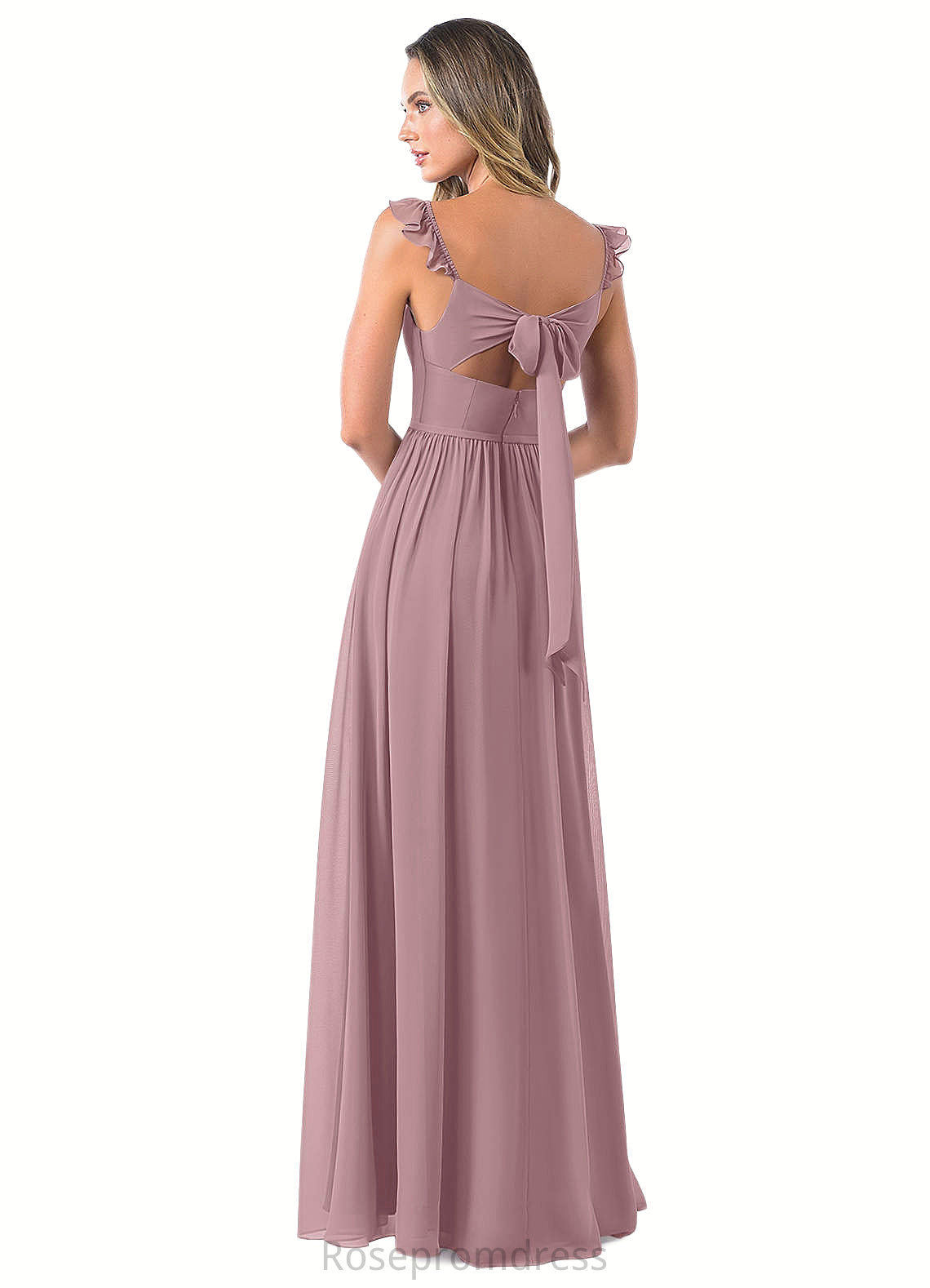 Araceli A-Line Ruched Chiffon Floor-Length Dress SRSP0019625