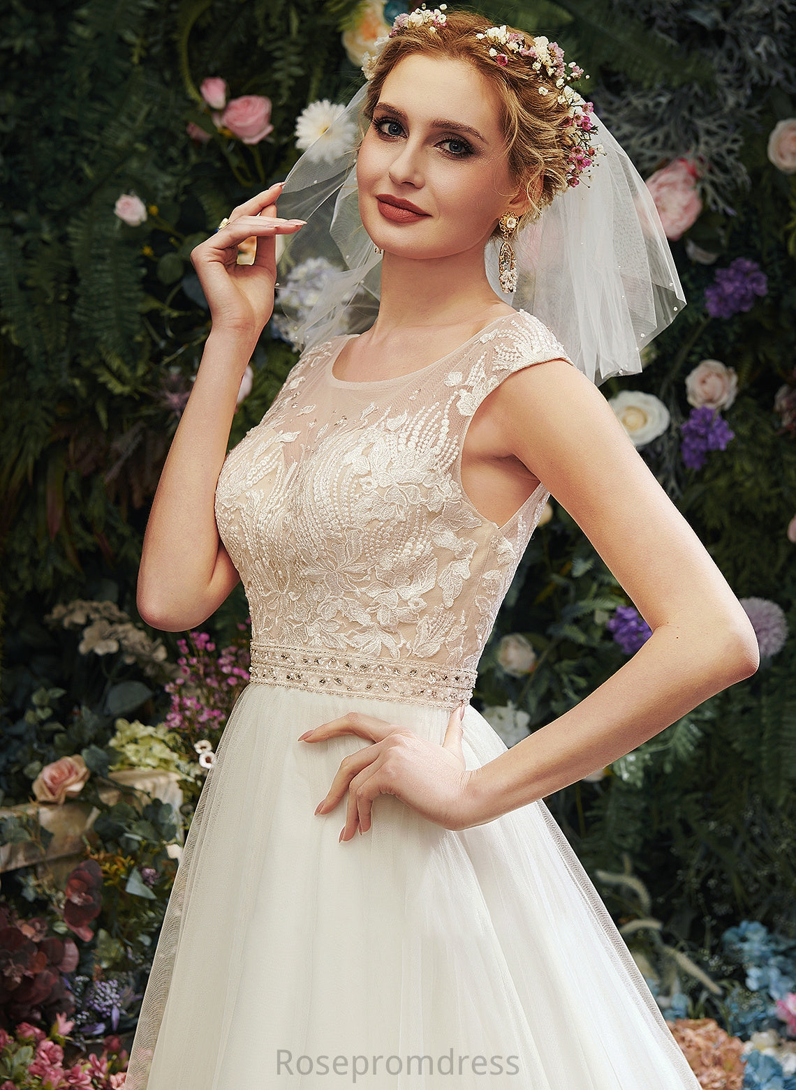 Court Illusion Beading Lace Katelynn With Dress Wedding Sequins A-Line Train Wedding Dresses
