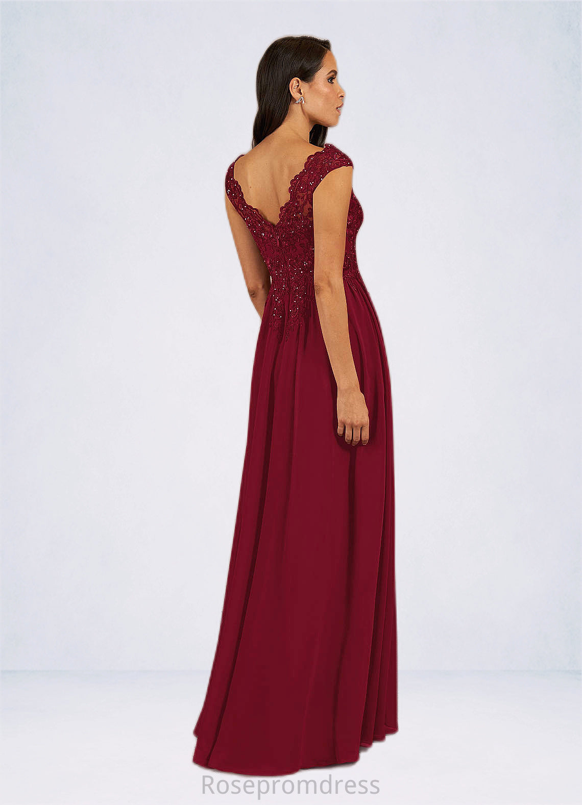 Julia A-Line Sequins Chiffon Floor-Length Dress SRSP0019842