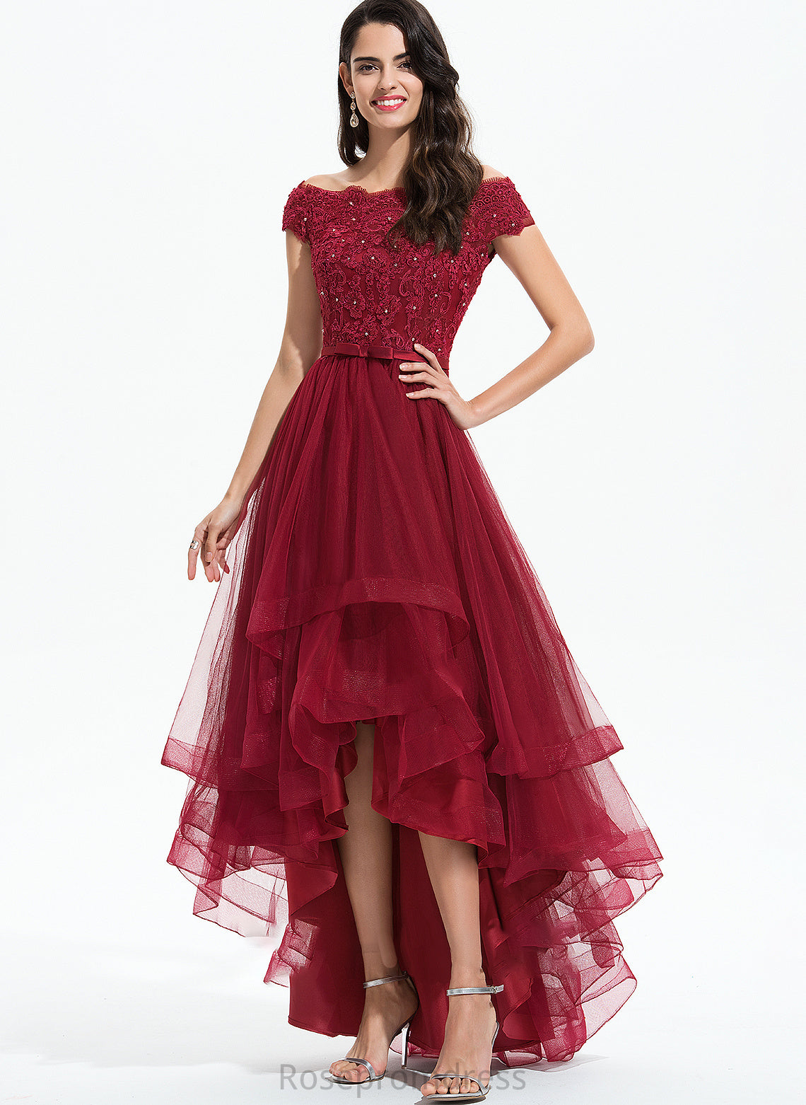 Dress Samantha Off-the-Shoulder Wedding Dresses Beading Sequins With Ball-Gown/Princess Wedding Bow(s) Asymmetrical Tulle