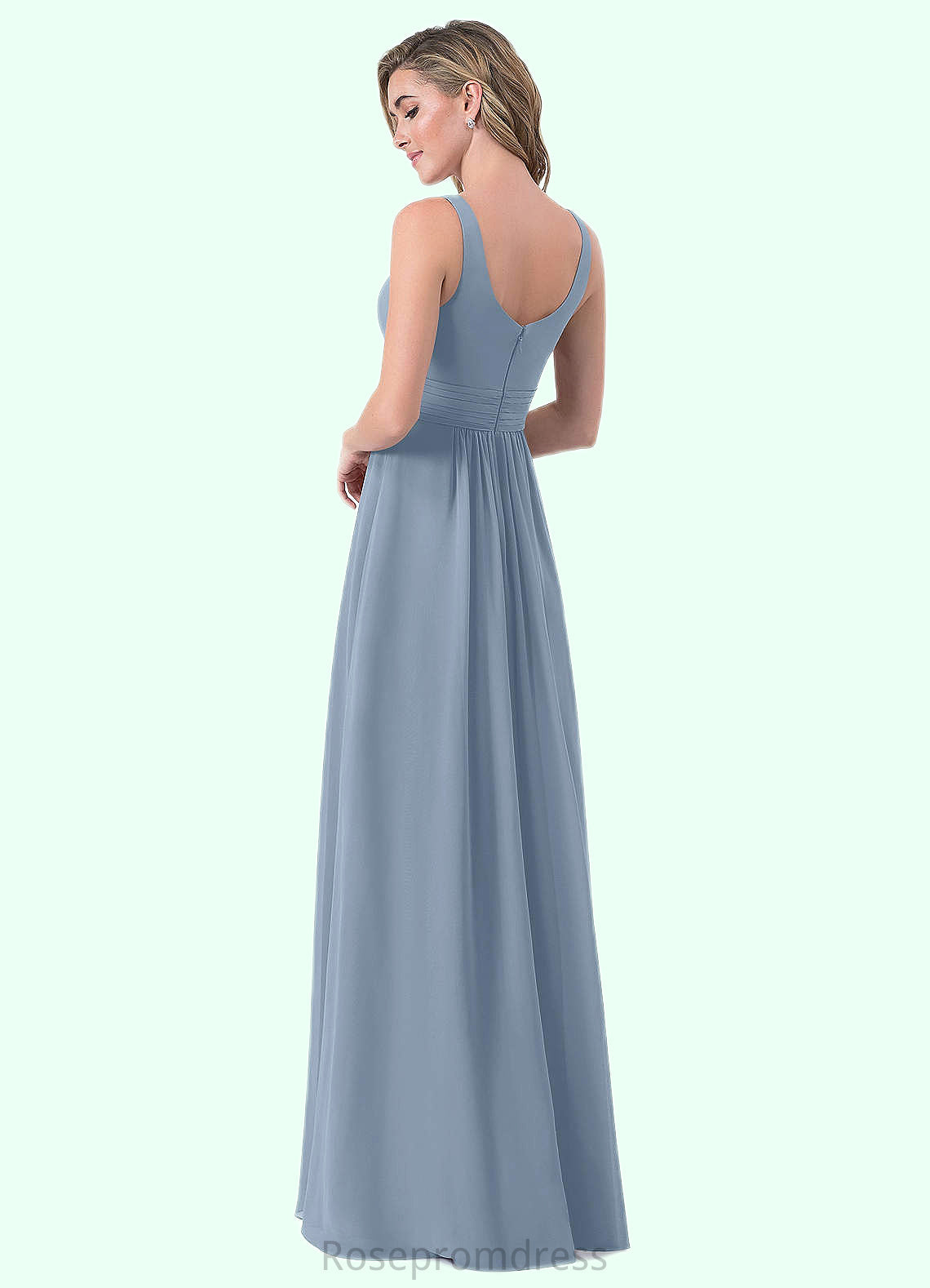 Isabella A-Line Pleated Chiffon Floor-Length Dress SRSP0019753