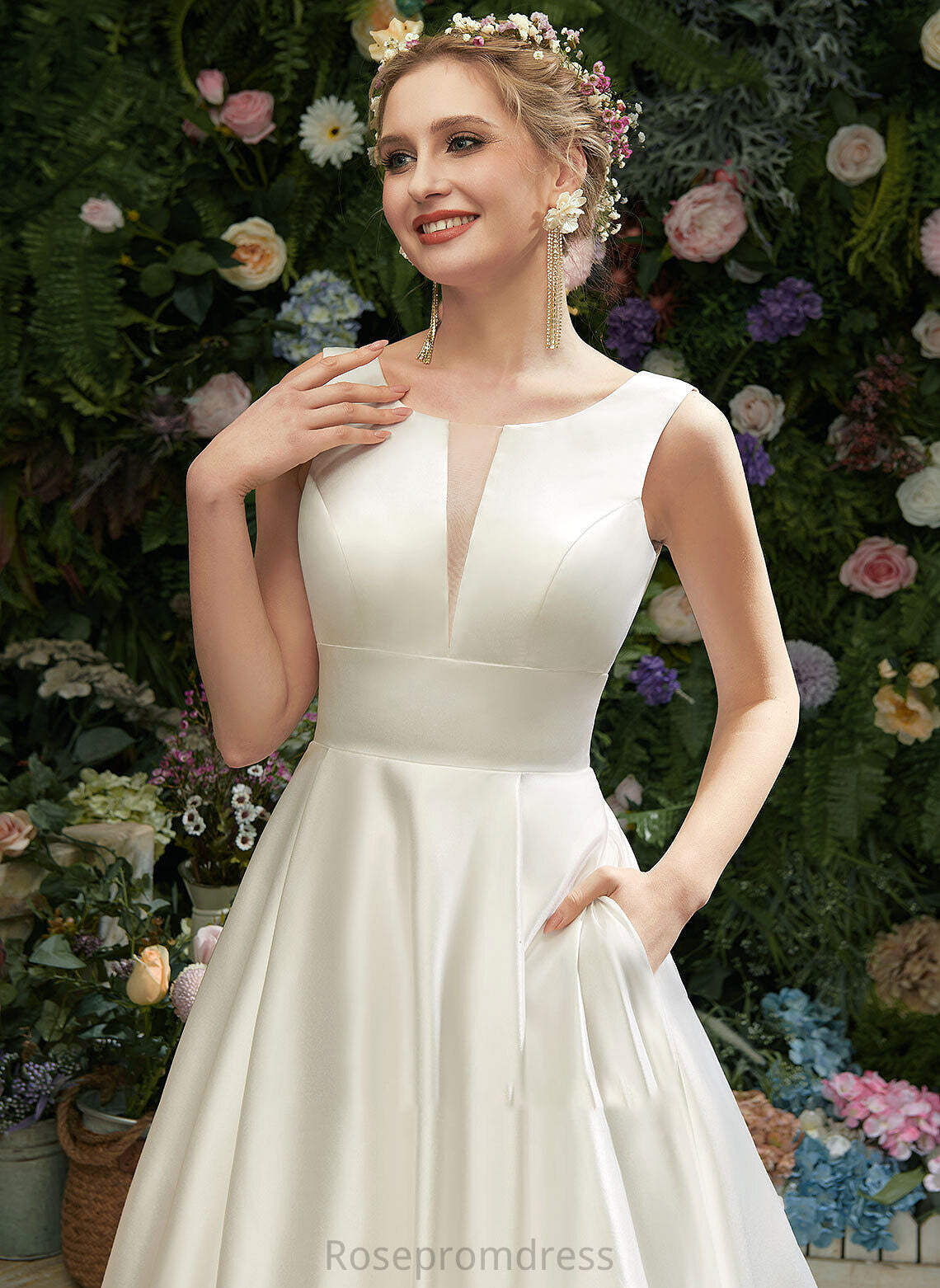 Court Scoop Train Wedding Mckinley Dress Wedding Dresses Neck A-Line