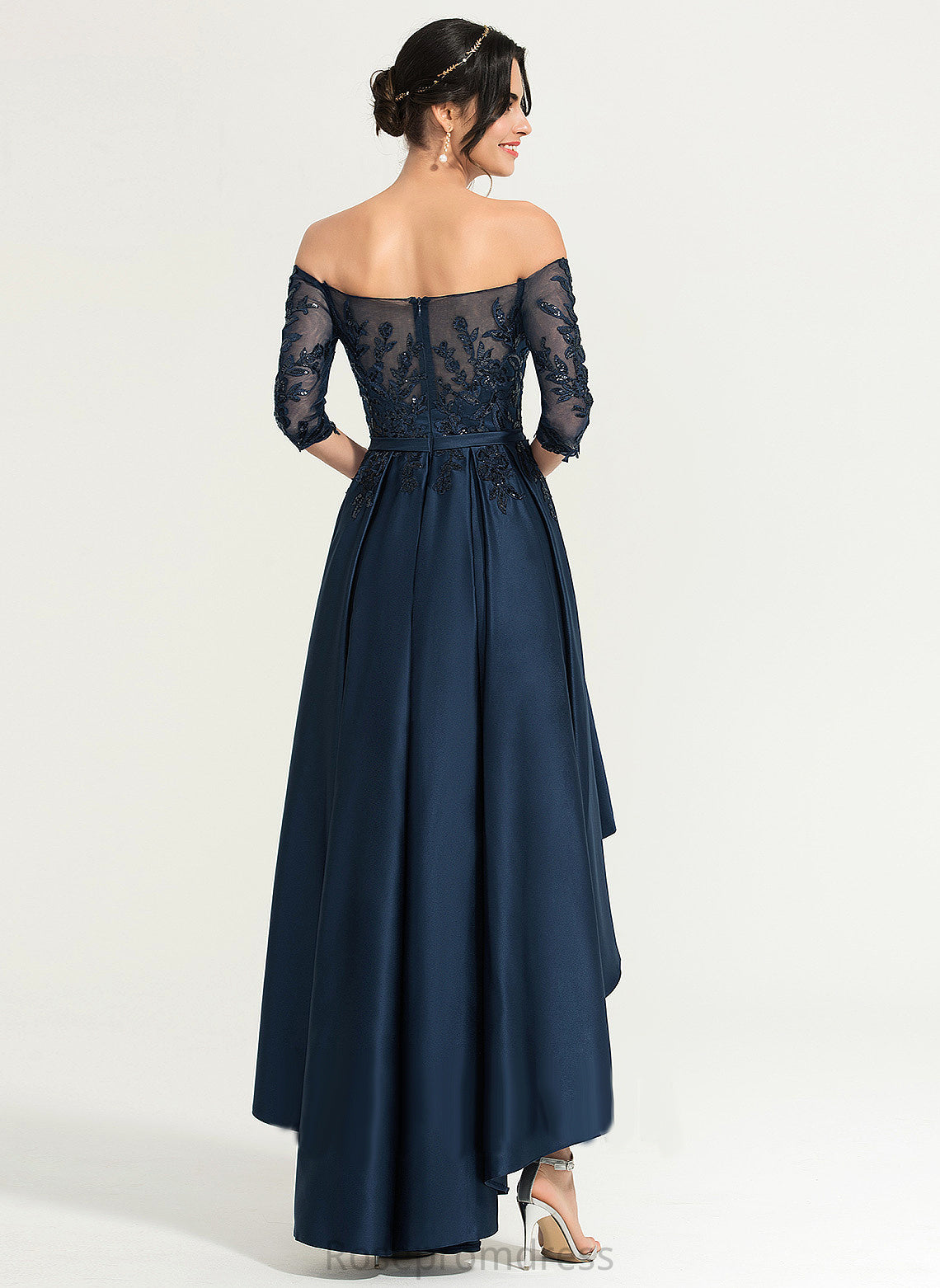 Off-the-Shoulder Prom Dresses Sequins Aliza Ball-Gown/Princess With Asymmetrical Satin