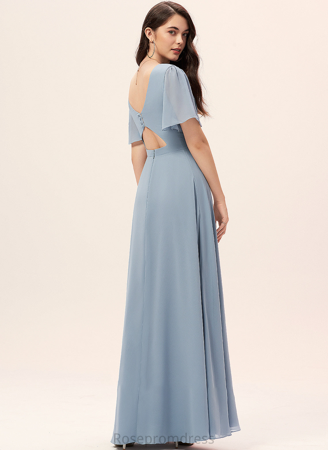 Silhouette V-neck Straps A-Line Fabric Neckline Floor-Length Length Katherine Floor Length A-Line/Princess Sleeveless Bridesmaid Dresses