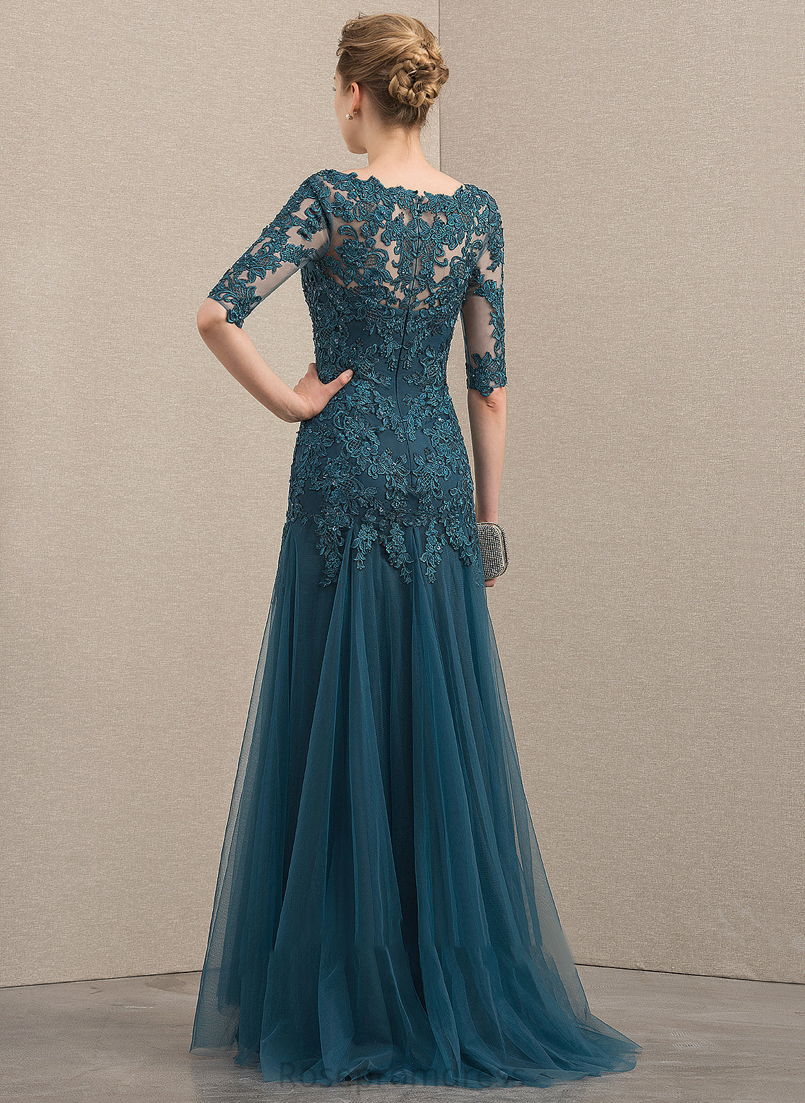 of Carley Train Tulle the Bride Lace V-neck Beading Dress With Sequins Mother of the Bride Dresses Sweep Trumpet/Mermaid Mother