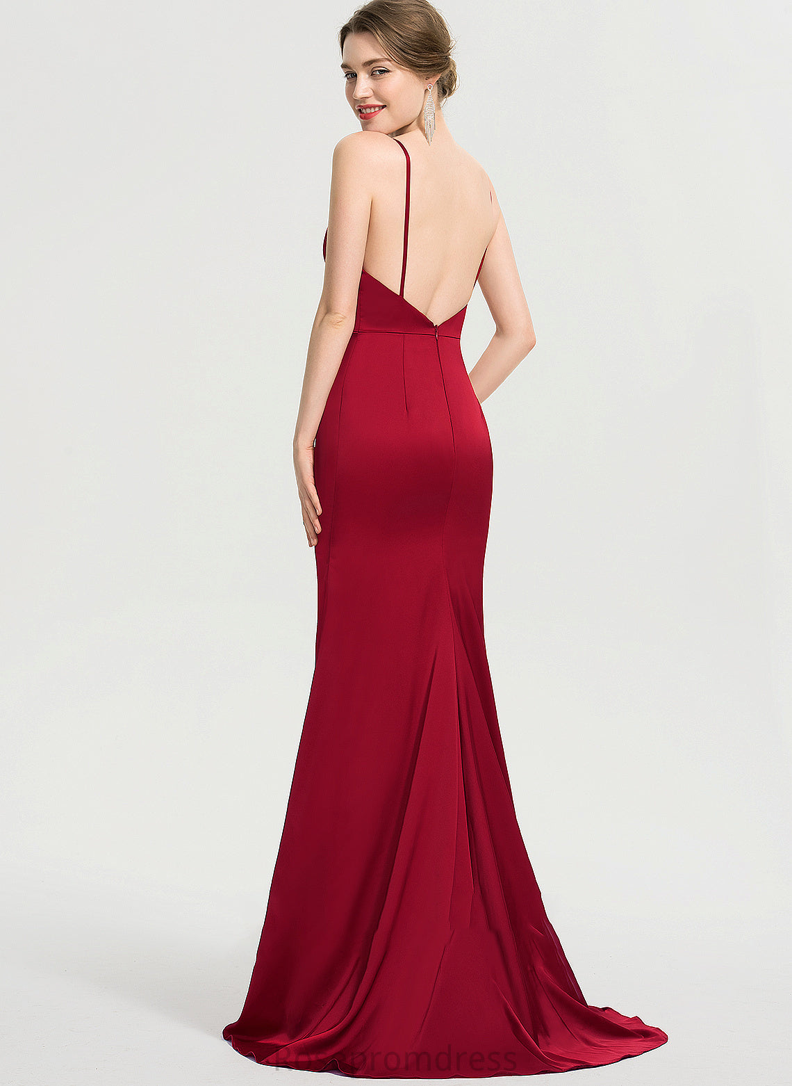 Robin Train Prom Dresses Trumpet/Mermaid Sweep Satin V-neck