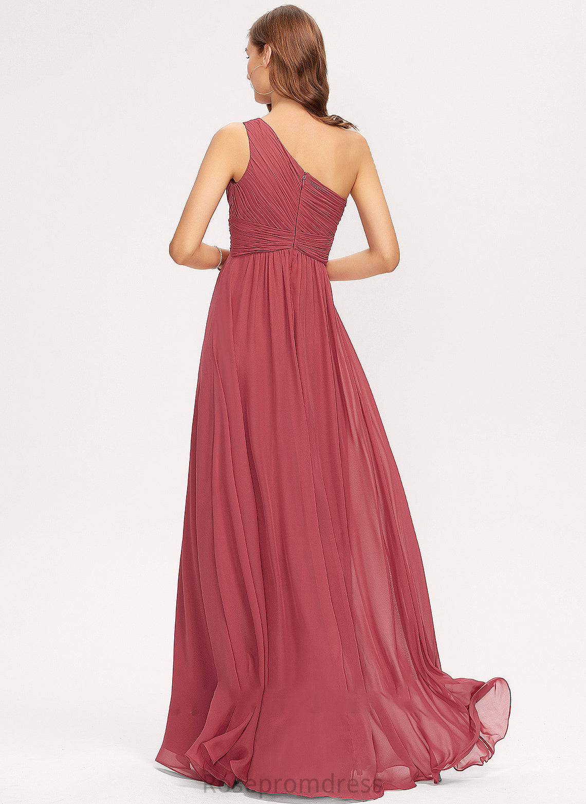 Floor-Length Length Neckline Ruffle Silhouette A-Line One-Shoulder Fabric Embellishment Shayla A-Line/Princess Floor Length Bridesmaid Dresses