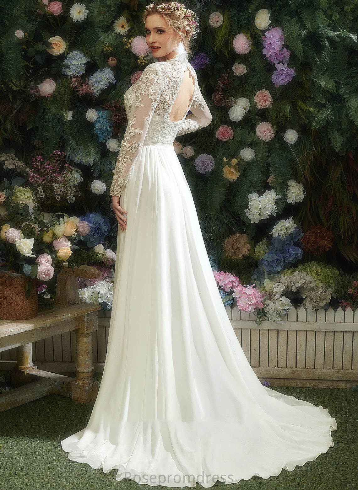 Dress Wedding Dresses A-Line V-neck Lace Denisse Floor-Length Wedding With