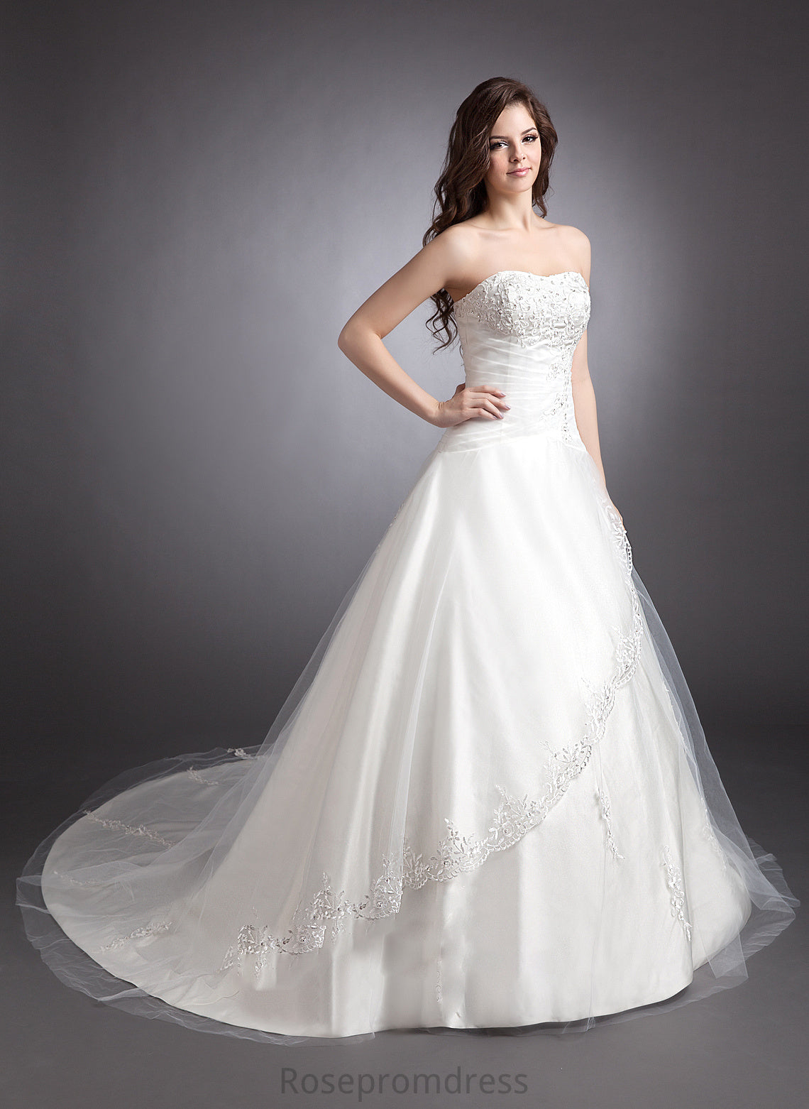 Chapel Beading With Train Ball-Gown/Princess Wedding Dresses Sweetheart Dress Lace Satin Wedding Diya