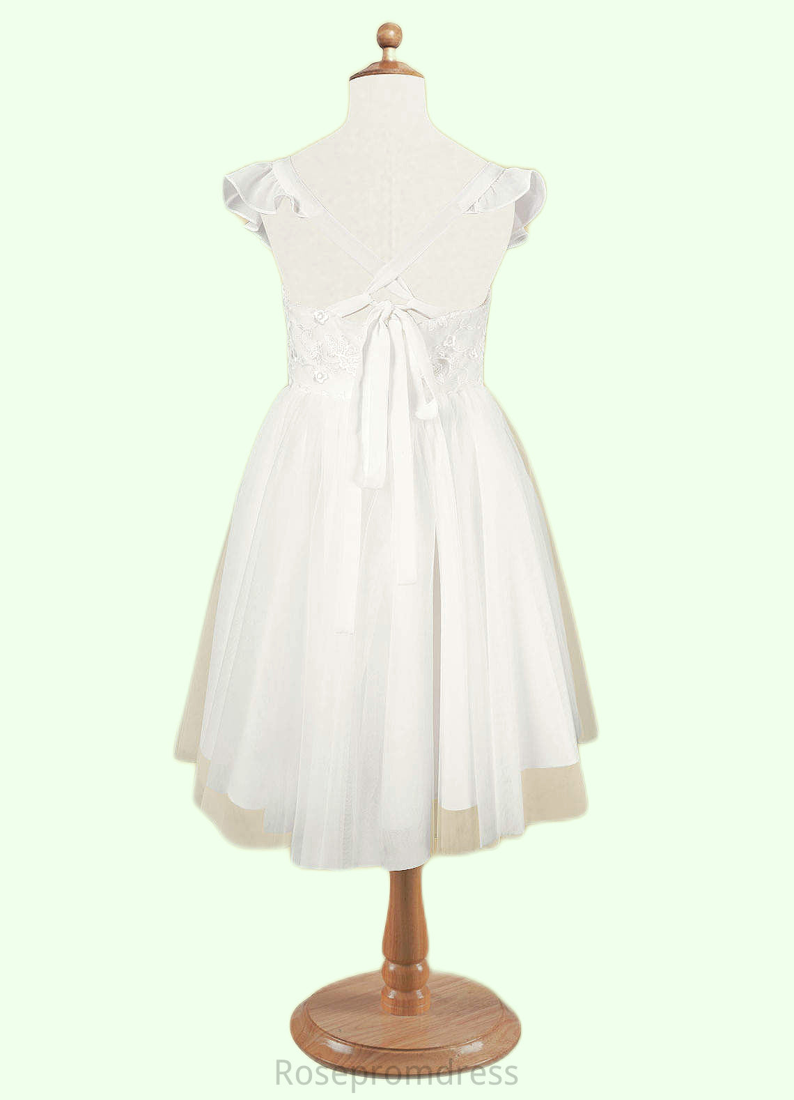 Natalia Lace Bow Tulle Knee-Length Dress SRSP0020241