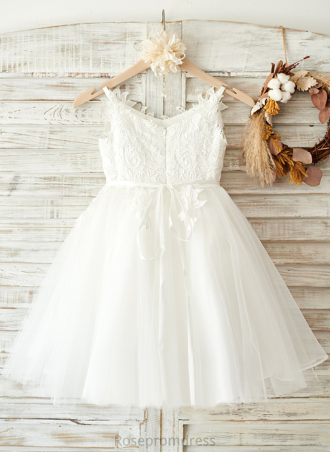 Knee-length Laylah Straps - Flower Rhinestone Sleeveless Tulle/Lace Flower Girl Dresses Dress Girl With A-Line