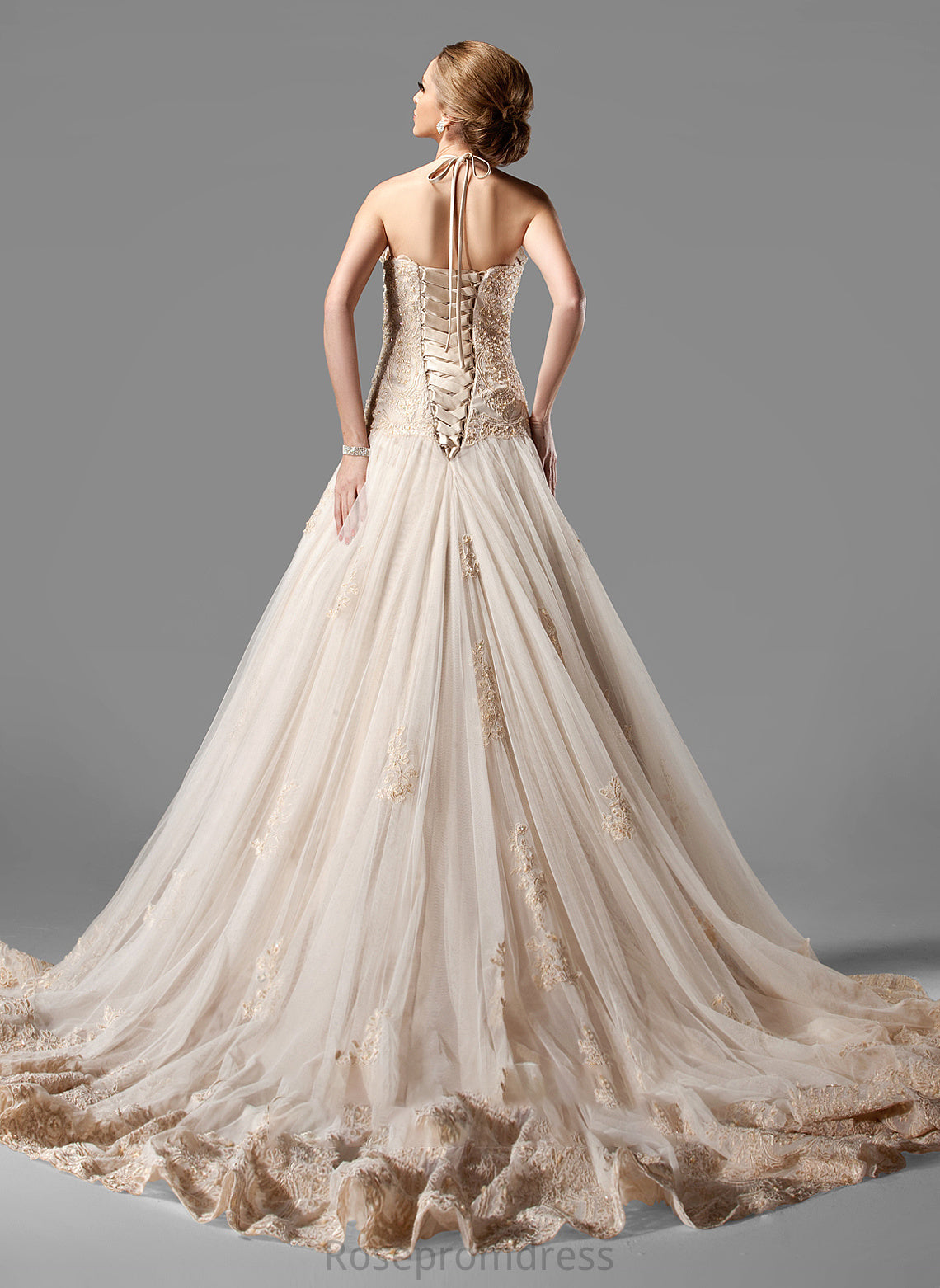 Chapel Beading Dress Wedding Wedding Dresses Train Lace Kasey With Tulle Ball-Gown/Princess Halter