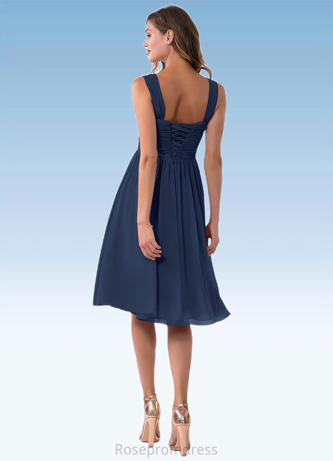 Luna A-Line Pleated Chiffon Knee-Length Dress SRSP0019668