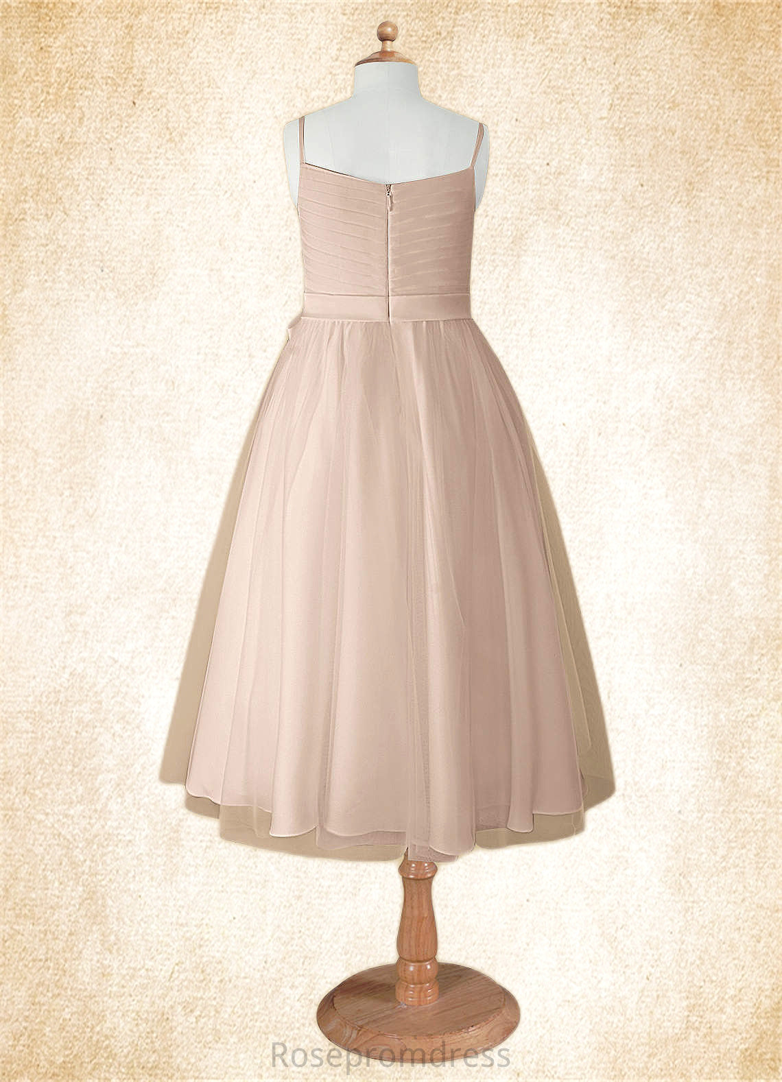 Naima A-Line Pleated Tulle Tea-Length Dress SRSP0020249
