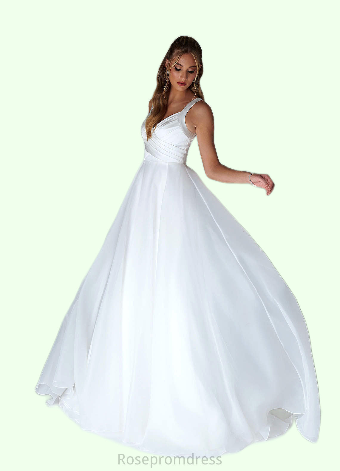 Willow A-Line Sweetheart Neckline Organza Chapel Train Dress SRSP0020059