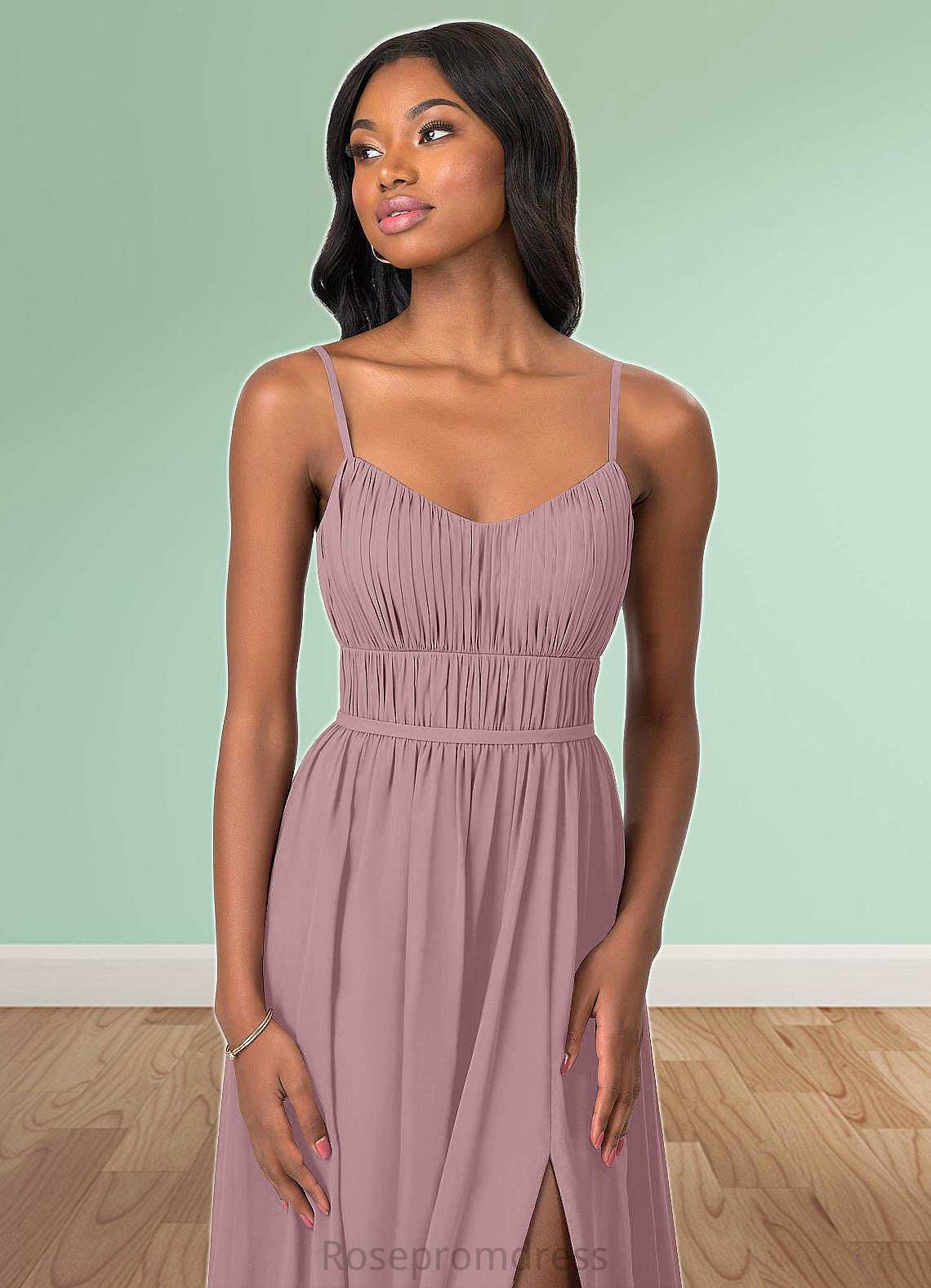 Emily A-Line Pleated Chiffon Floor-Length Dress SRSP0019644