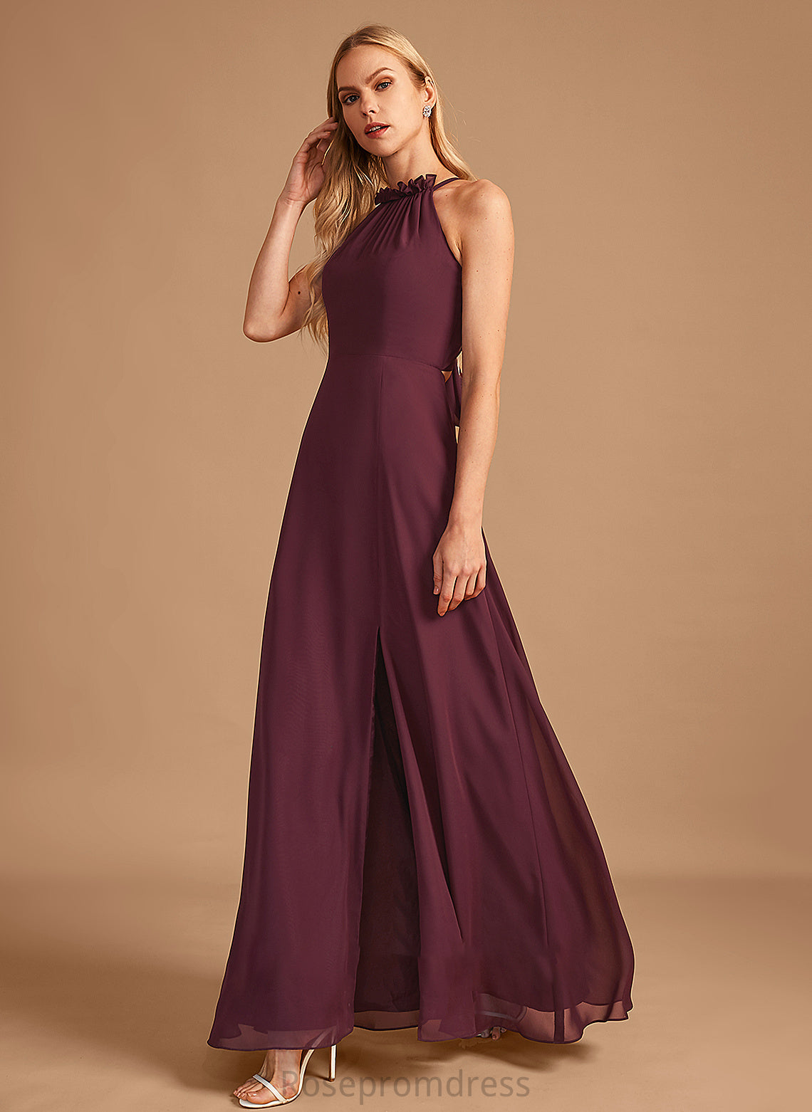 Neckline SplitFront Length Embellishment Silhouette Fabric Floor-Length A-Line HighNeck Mildred Floor Length Tulle Bridesmaid Dresses