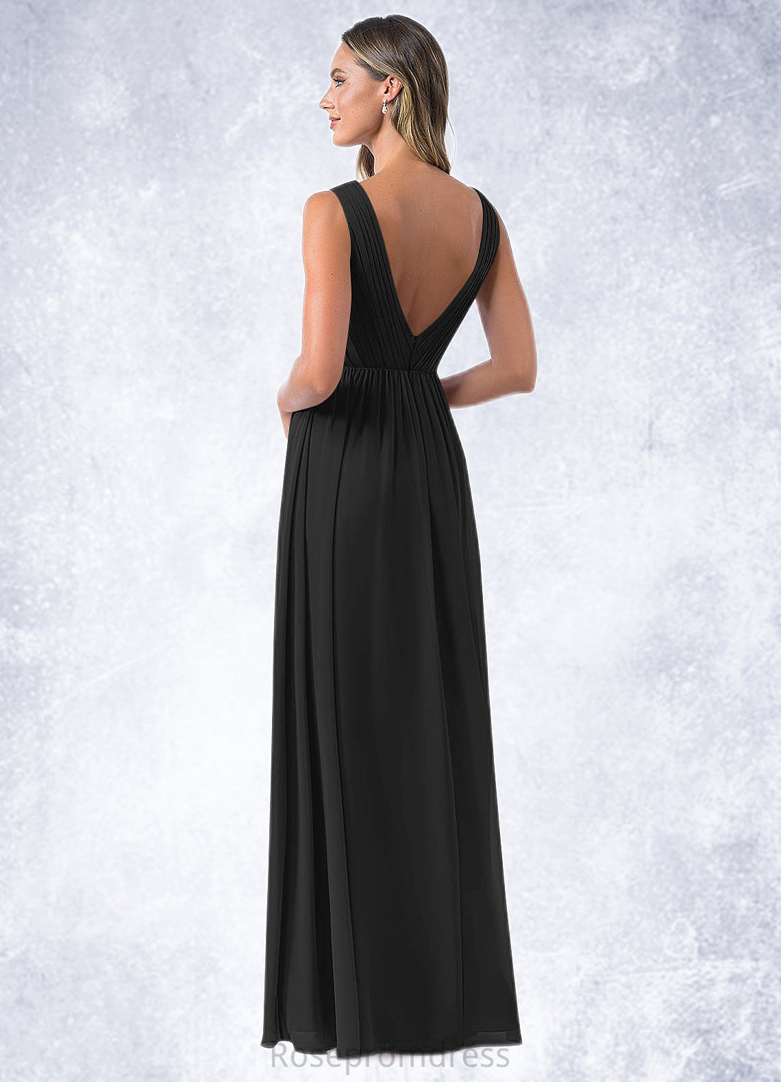 Libby A-Line Pleated Chiffon Floor-Length Dress SRSP0019618