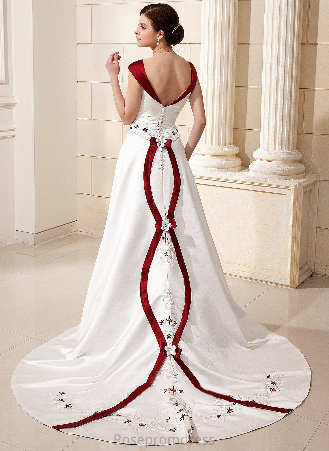 Karly Chapel With Wedding Dress Satin Ball-Gown/Princess Flower(s) Beading Train Wedding Dresses