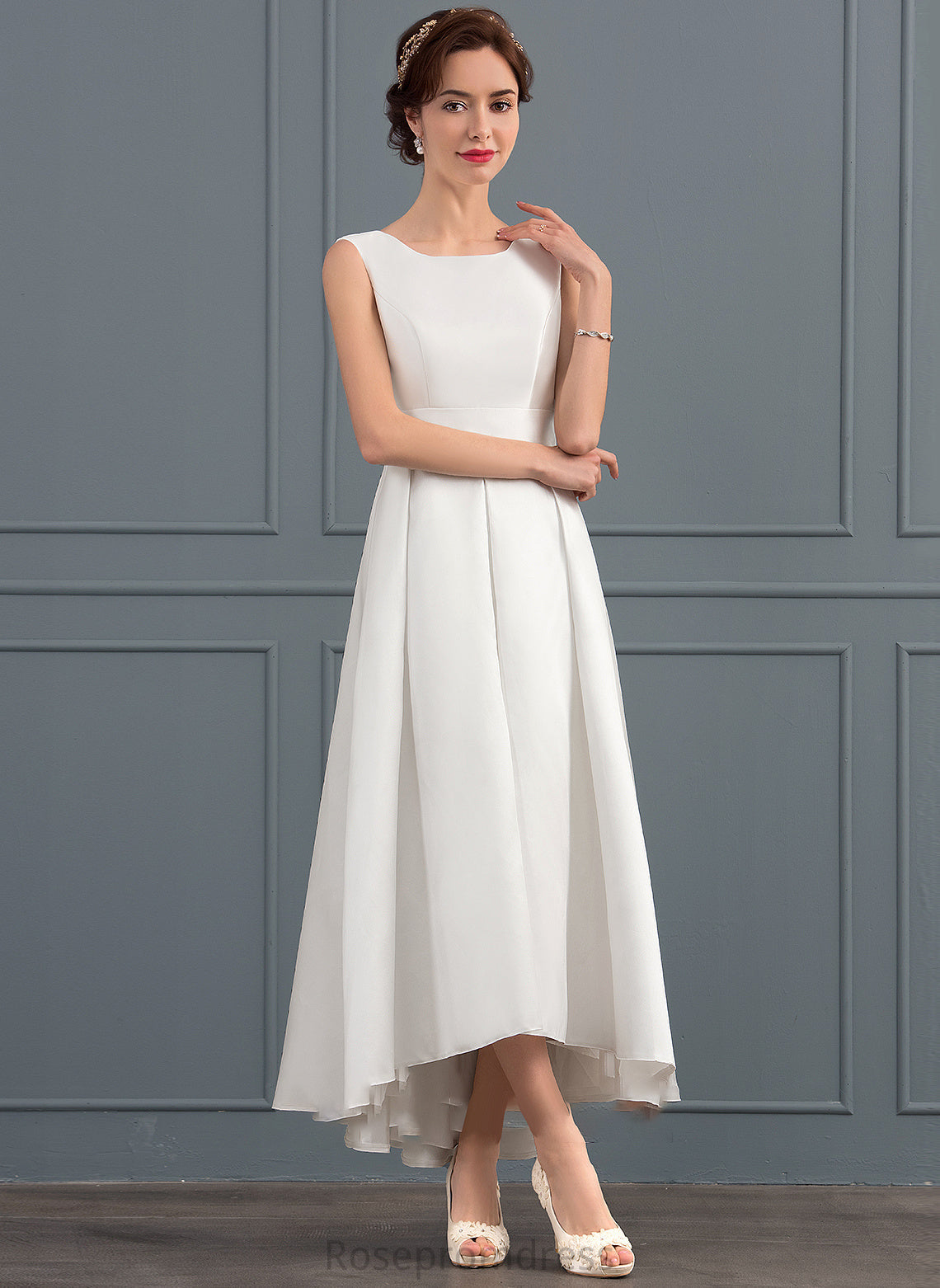 Dress Asymmetrical Wedding Square Satin Neckline Talia A-Line Wedding Dresses