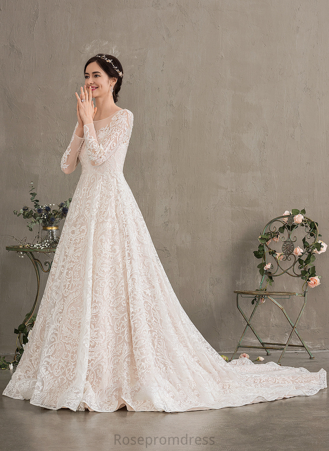 Court Illusion Wedding Lace Kit Train Wedding Dresses Dress Ball-Gown/Princess