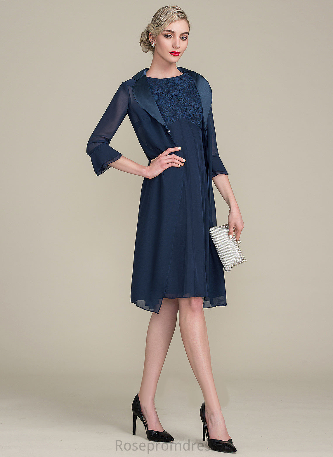 Mother of the Bride Dresses A-Line Knee-Length Ruffle With Dress Neck the Chiffon Jess Mother Scoop Lace Bride of