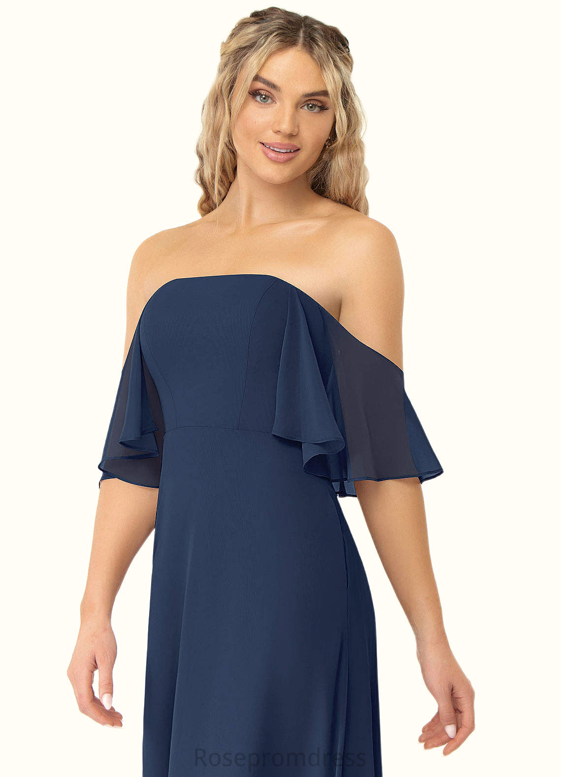 Peyton A-Line Off the Shoulder Chiffon Floor-Length Dress SRSP0019762