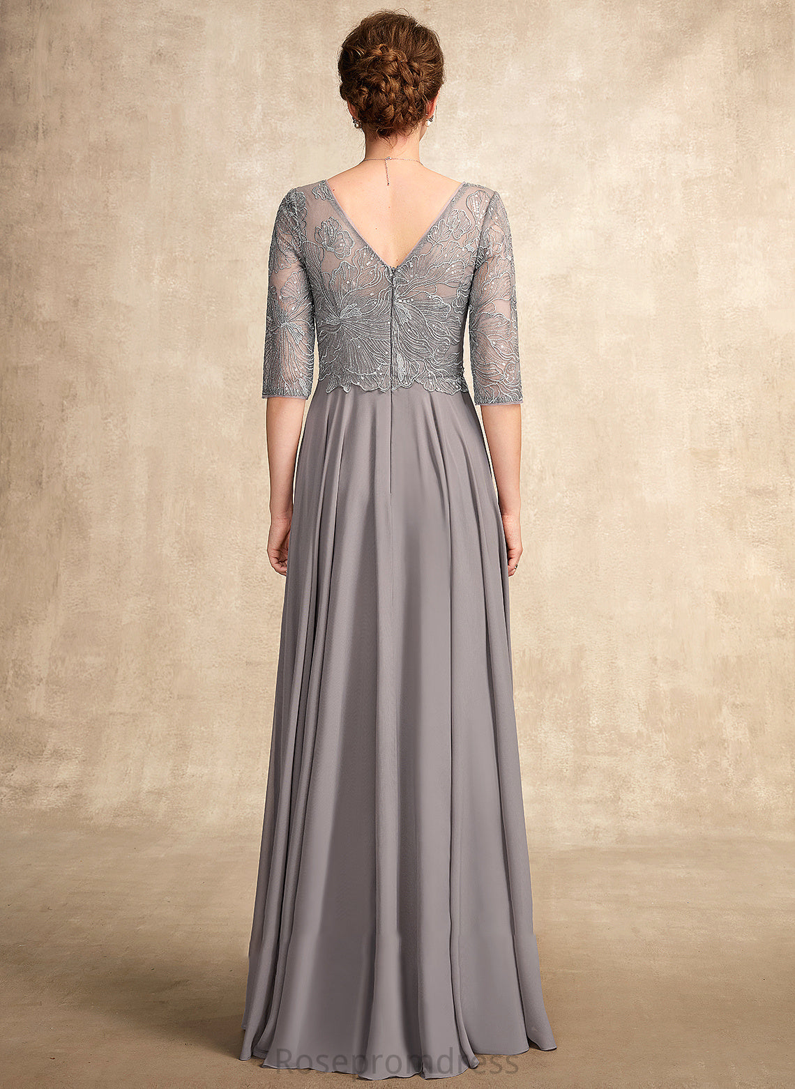 of Dress the Floor-Length Thirza Sequins With Mother Bride V-neck A-Line Mother of the Bride Dresses Chiffon Lace