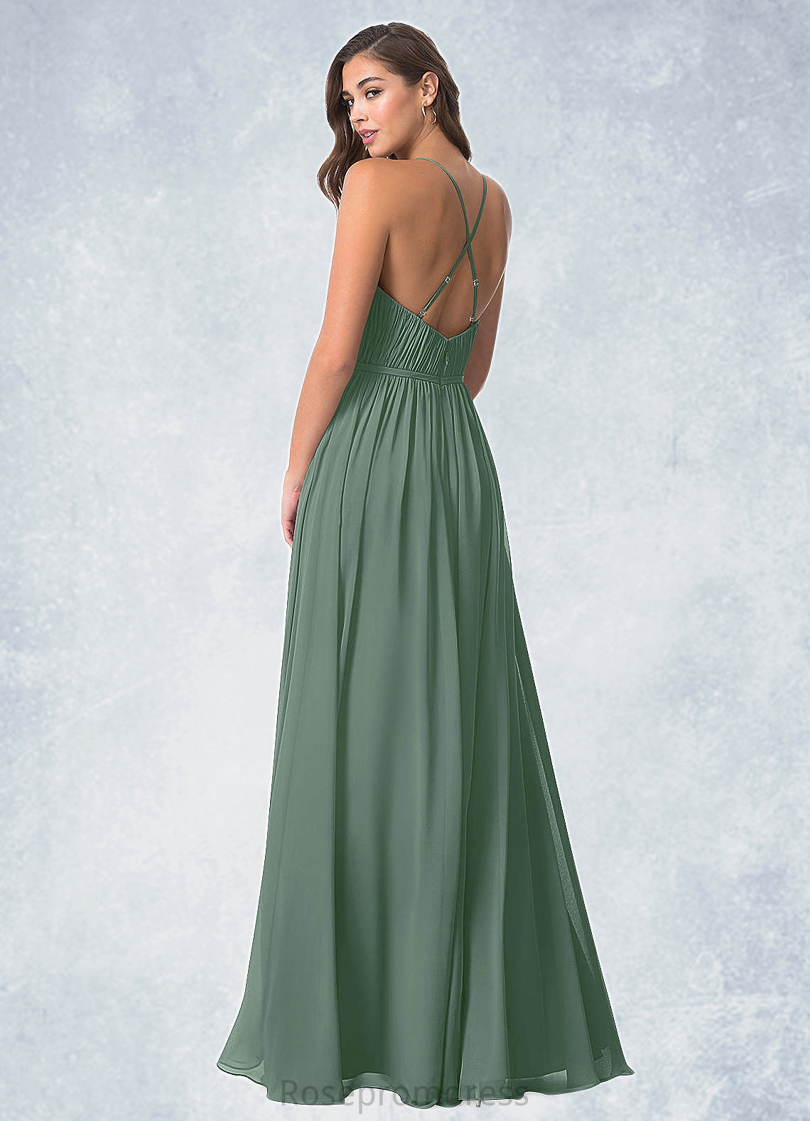 Ruby A-Line Pleated Chiffon Floor-Length Dress SRSP0019728
