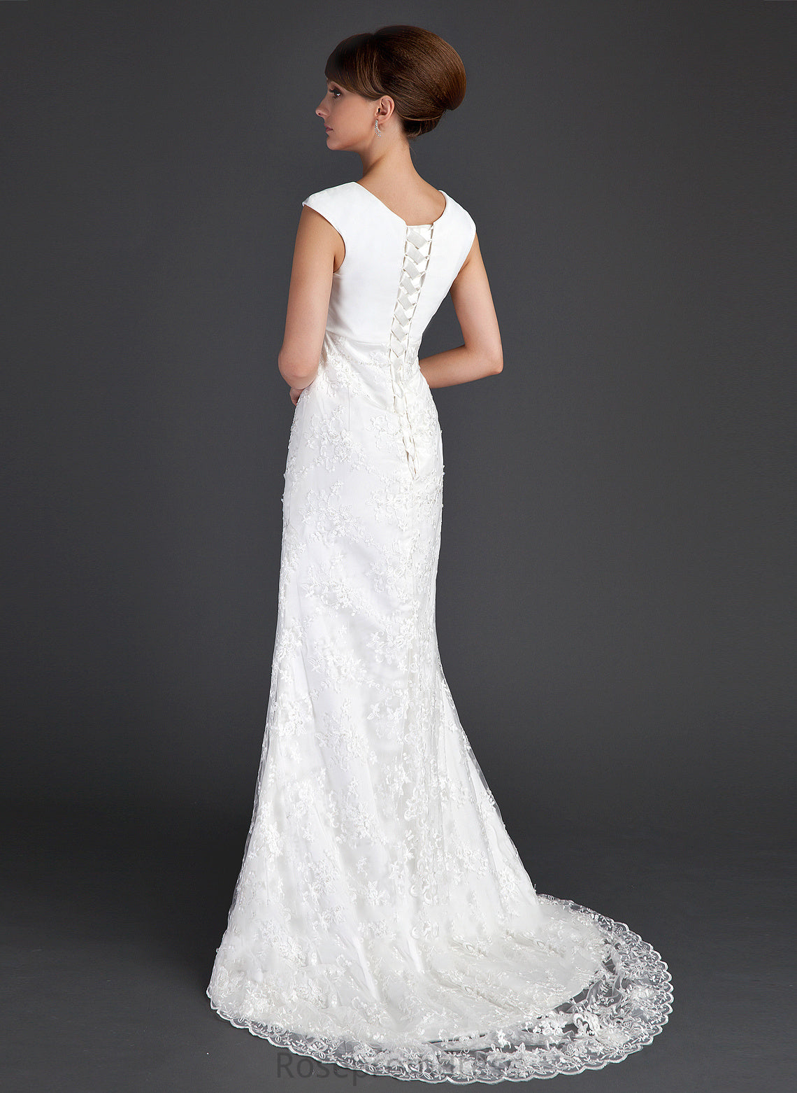 Ruffle Dress Sheath/Column Neck Court Beading Brenna Wedding Dresses Train Wedding With Lace Scoop
