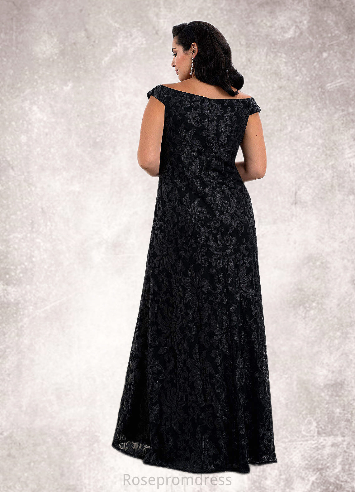 Bethany A-Line Off the Shoulder Lace Floor-Length Dress SRSP0019854