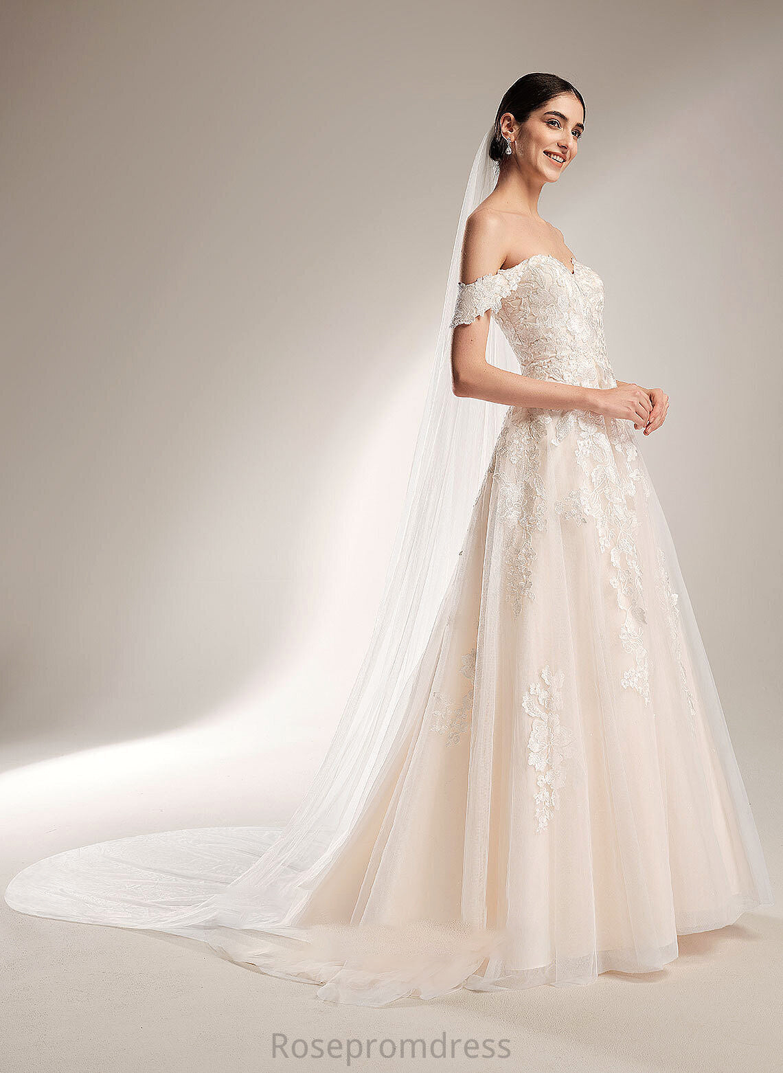 Kristina Off-the-Shoulder Ball-Gown/Princess Chapel Wedding Dresses Wedding Train Dress