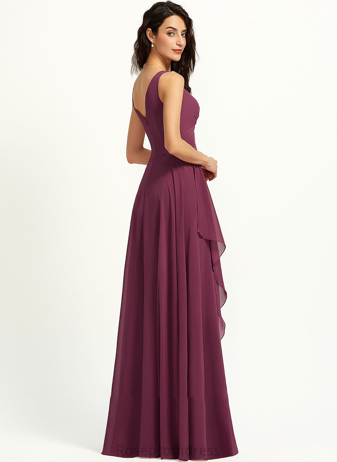 Embellishment Neckline Floor-Length Fabric V-neck A-Line Length SplitFront Silhouette Katherine Sheath/Column Spaghetti Staps Bridesmaid Dresses