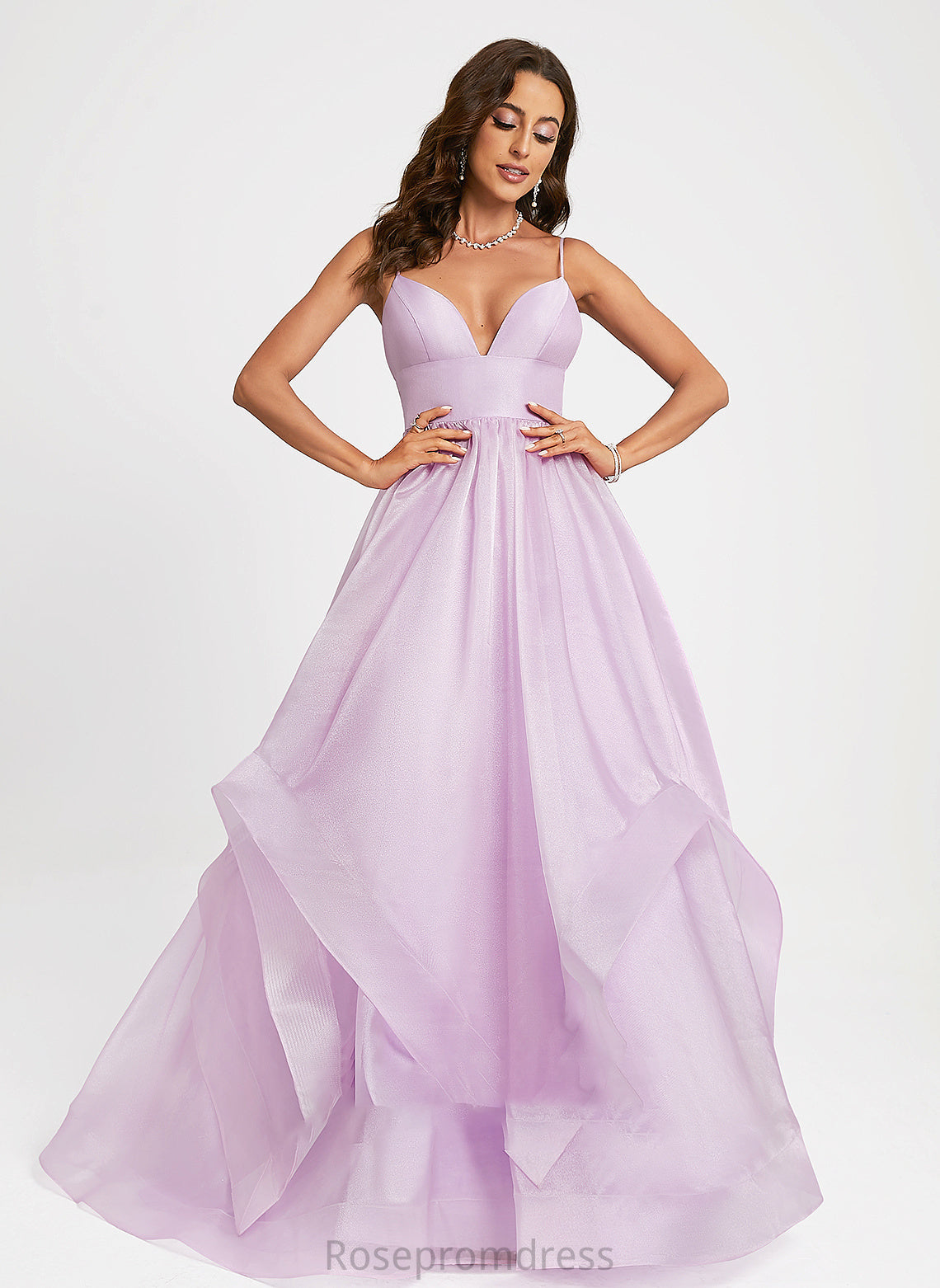 Prom Dresses Sweep V-neck Train Ball-Gown/Princess Organza Nina