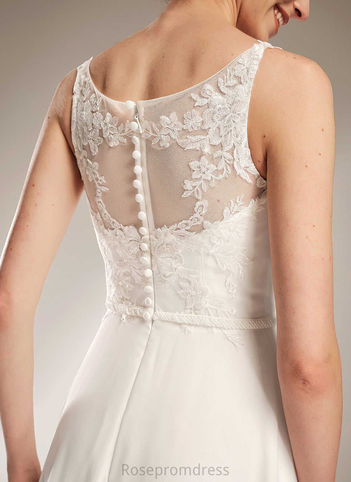 Ashley A-Line Lace Train Sequins Dress Sweep Wedding Illusion Wedding Dresses With