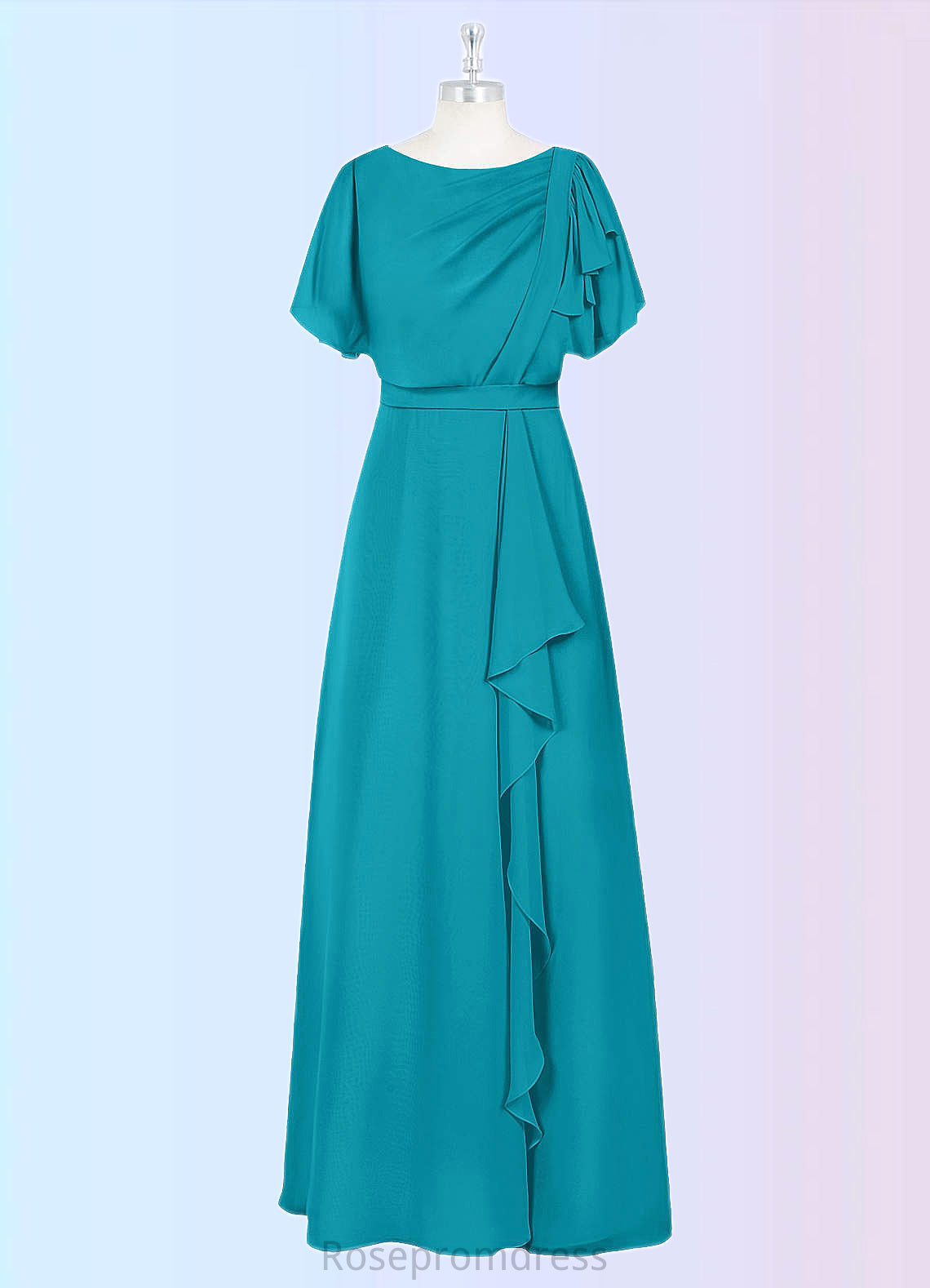 Lilith A-Line Pleated Chiffon Floor-Length Dress SRSP0019677