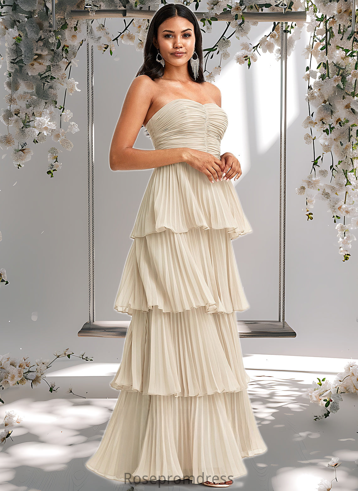 Alexandra A-line Sweetheart Floor-Length Chiffon Bridesmaid Dress DSP0025762