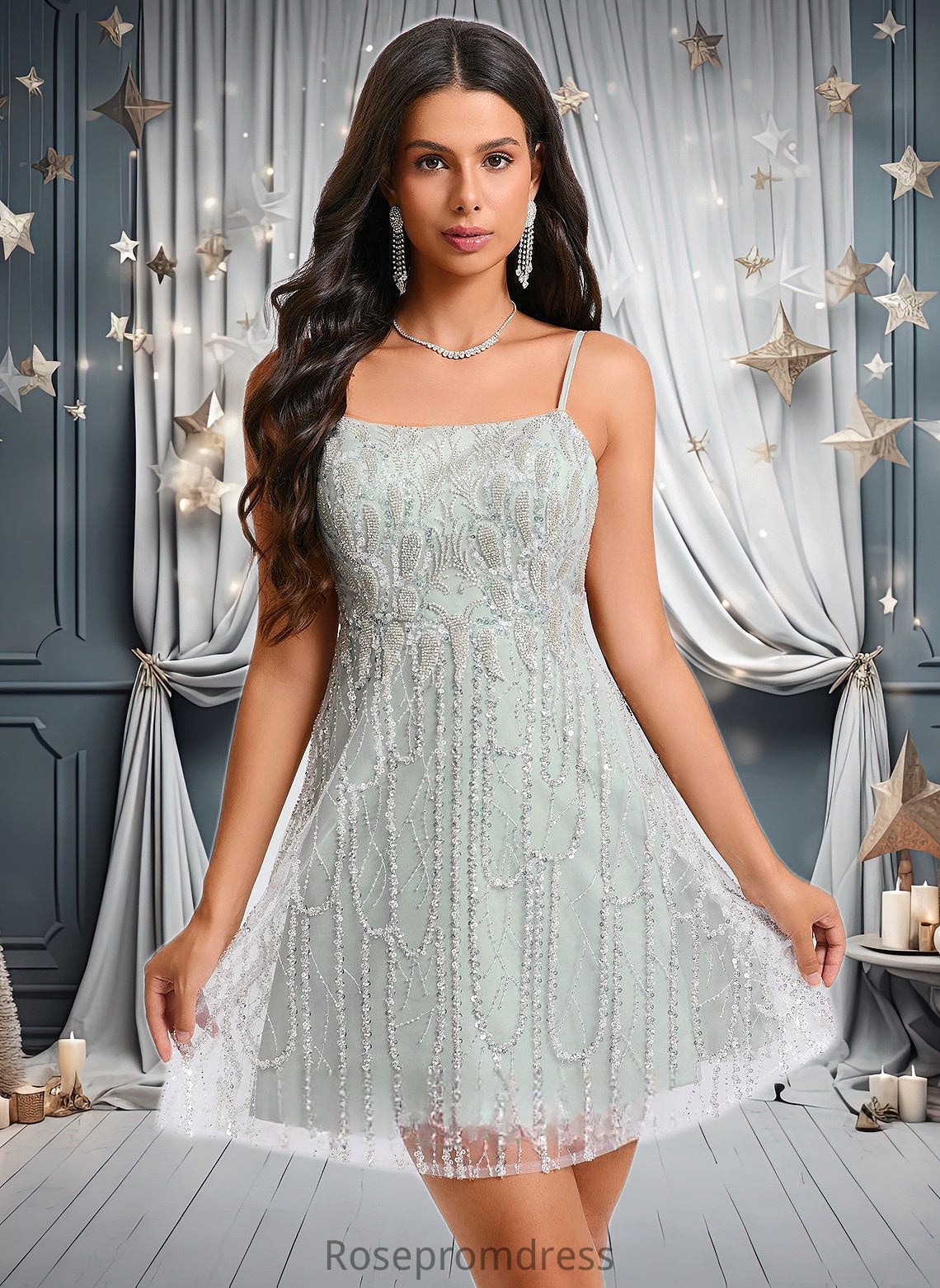 Briana A-line Scoop Mini Sequin Homecoming Dress With Sequins Beading DSP0025689