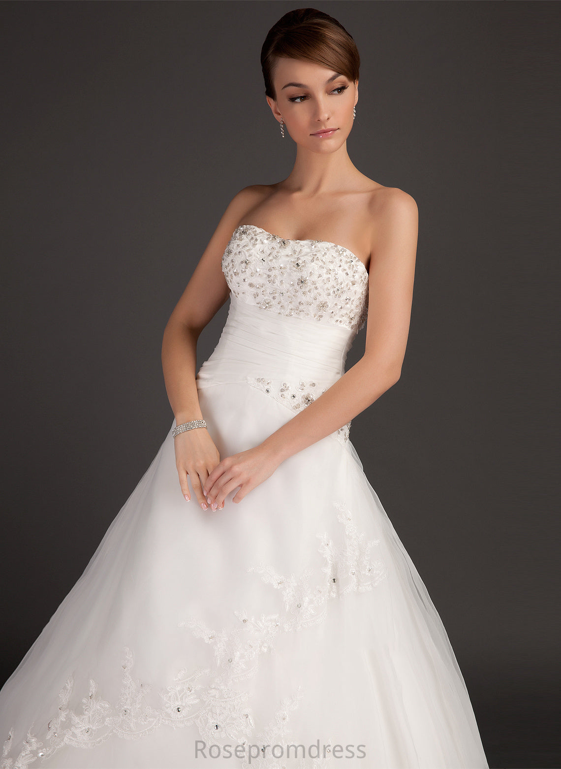 Floor-Length Organza Ball-Gown/Princess Sweetheart Satin Dress Lace Beading Ruffle Wedding Wedding Dresses With Hanna