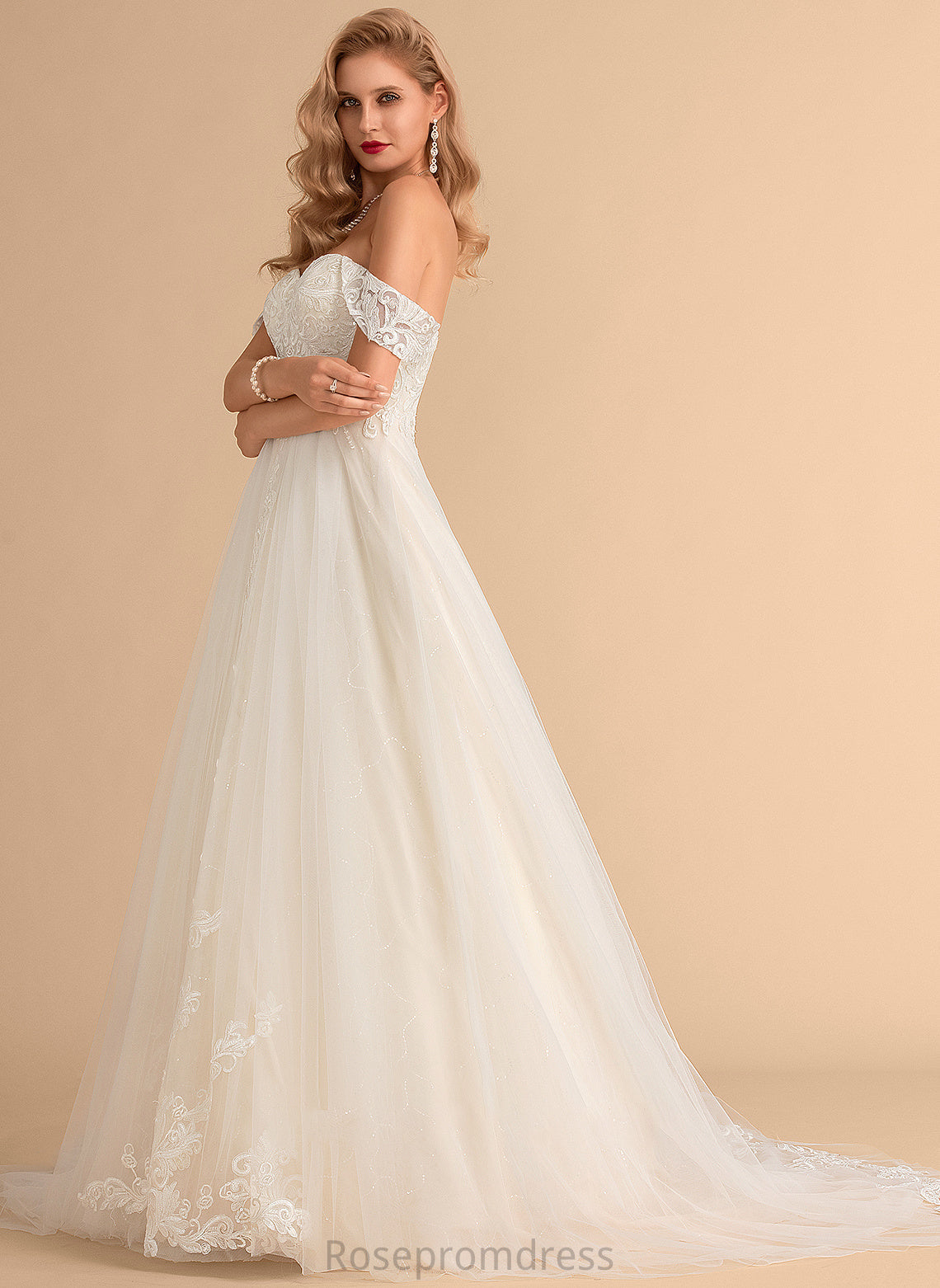 Ball-Gown/Princess Train Tulle Wedding Dresses Chapel Sequins Cherish Wedding Dress Lace With
