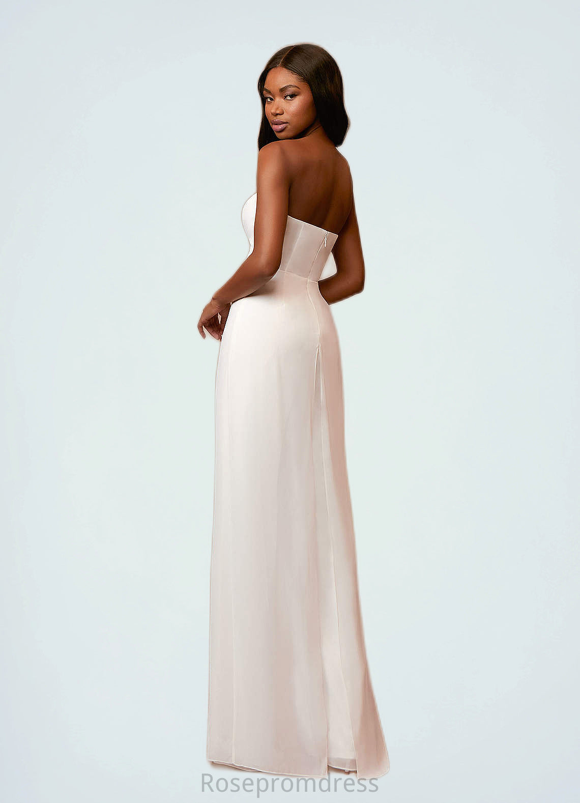 Marie Strapless Sweetheart Neckline Chiffon Jumpsuit Diamond White SRSP0020064