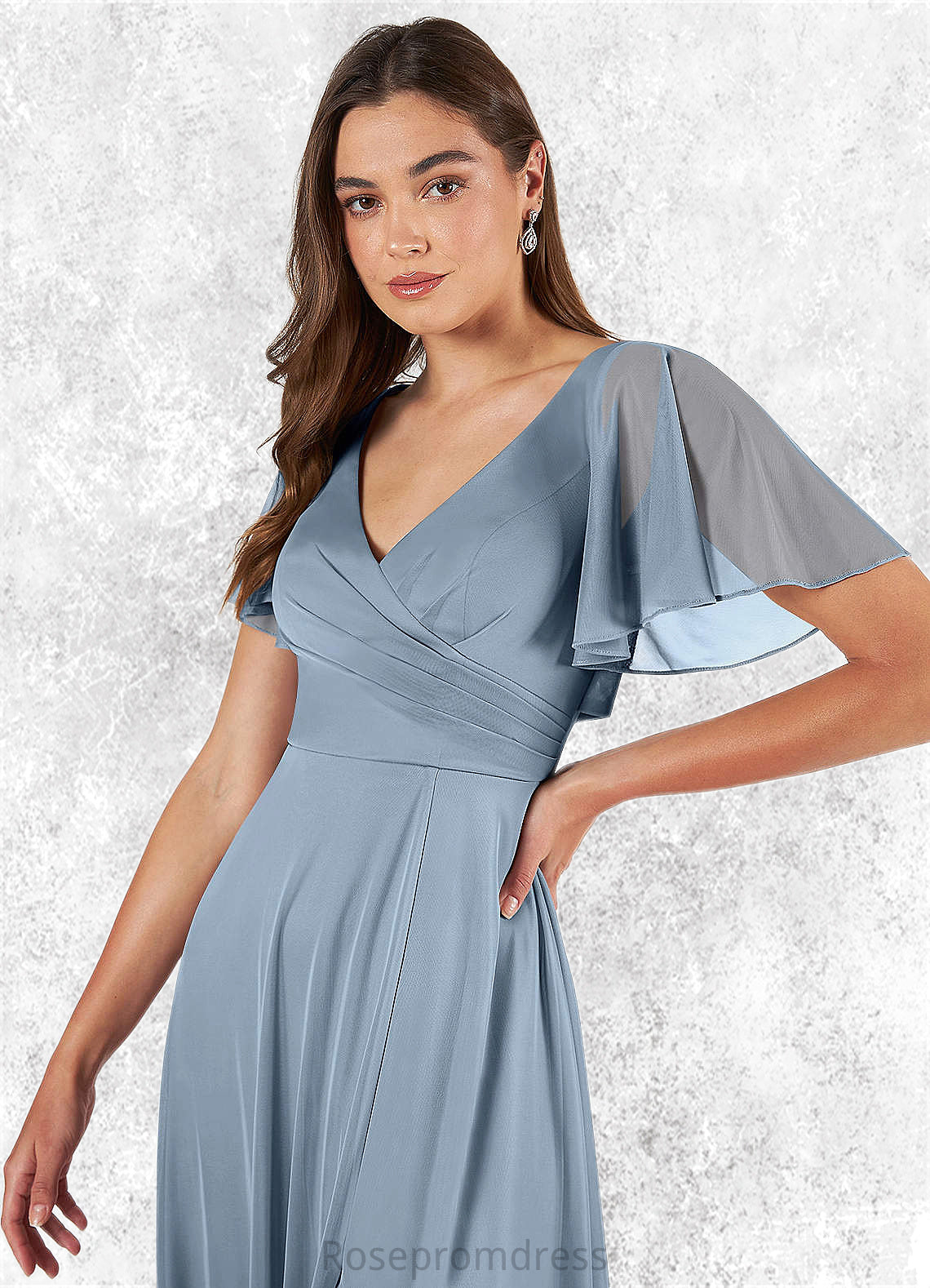 Mabel A-Line Pleated Mesh Floor-Length Dress SRSP0019633