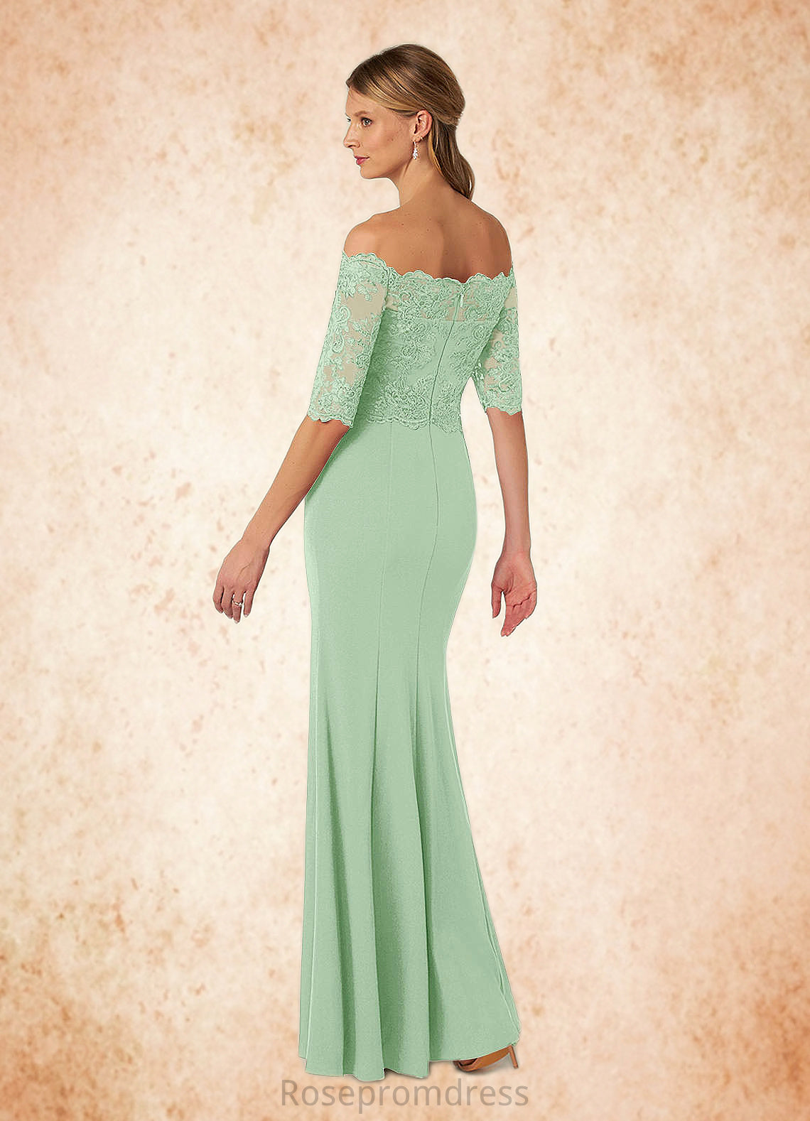 Cameron Mermaid Off the Shoulder Lace Floor-Length Dress SRSP0019919