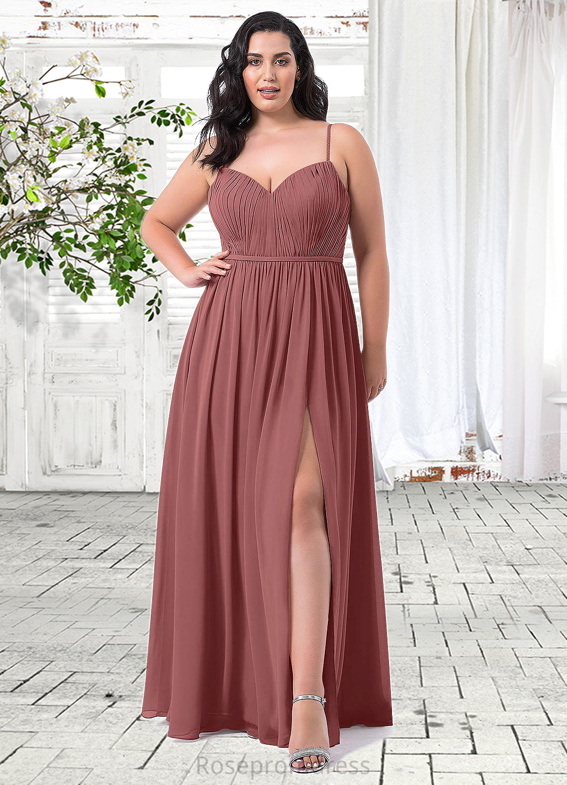 Ariana A-Line Sweetheart Neckline Chiffon Floor-Length Dress SRSP0019696