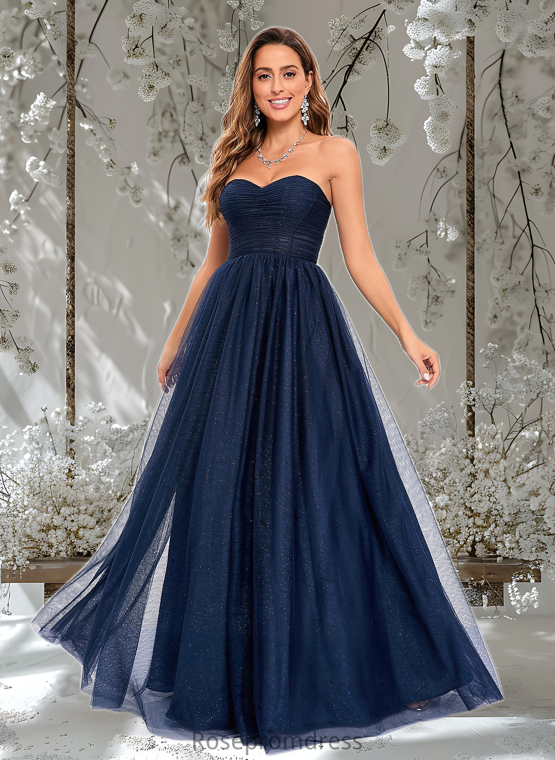 Teresa Ball-Gown/Princess Sweetheart Sweep Train Tulle Prom Dresses With Beading Sequins DSP0025848