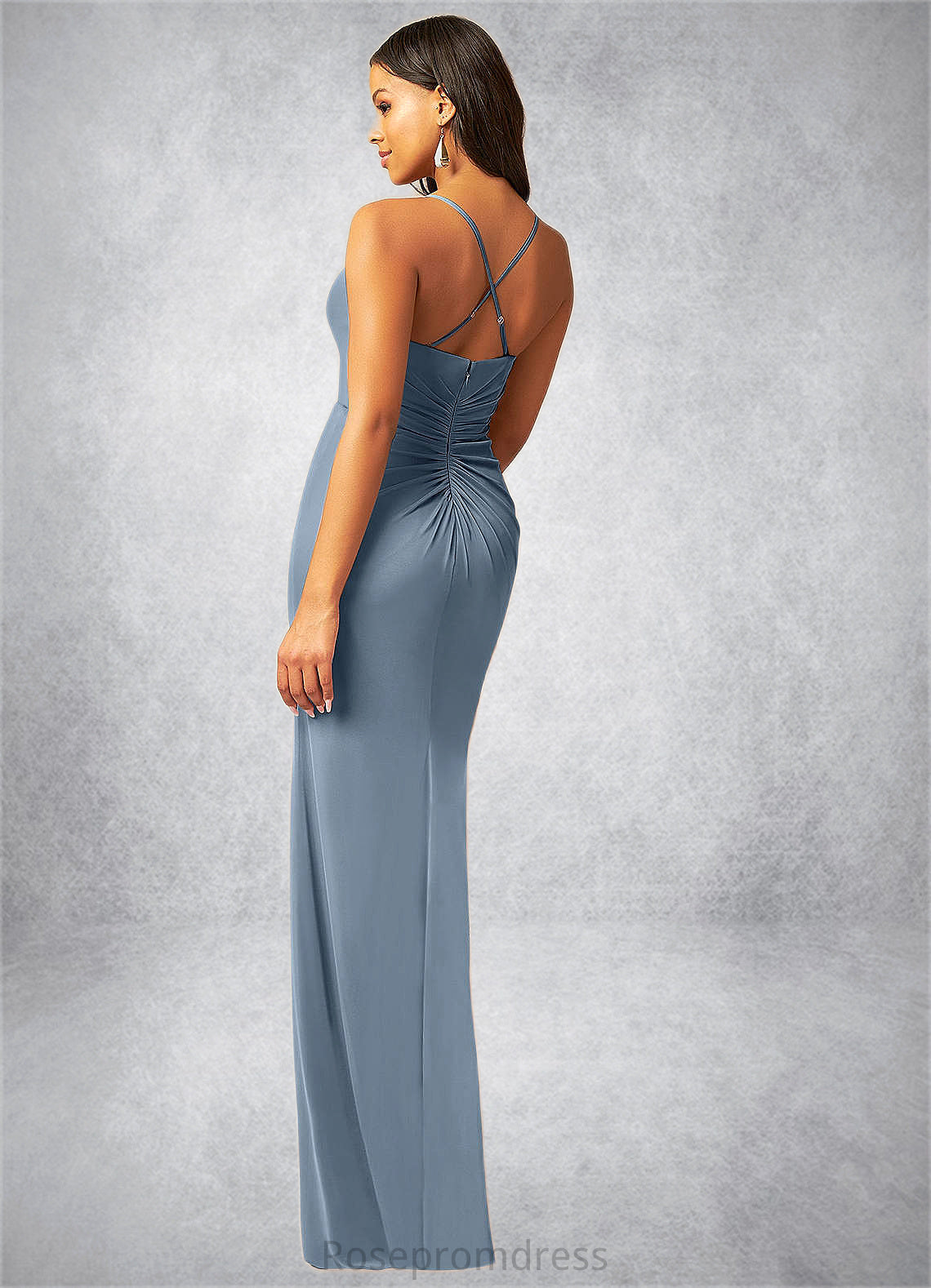 Reese Mermaid Pleated Mesh Floor-Length Dress SRSP0019725